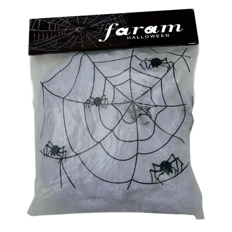 Decoratie spinnenweb-spinrag met spinnen 100 gram wit Halloween-horror versiering