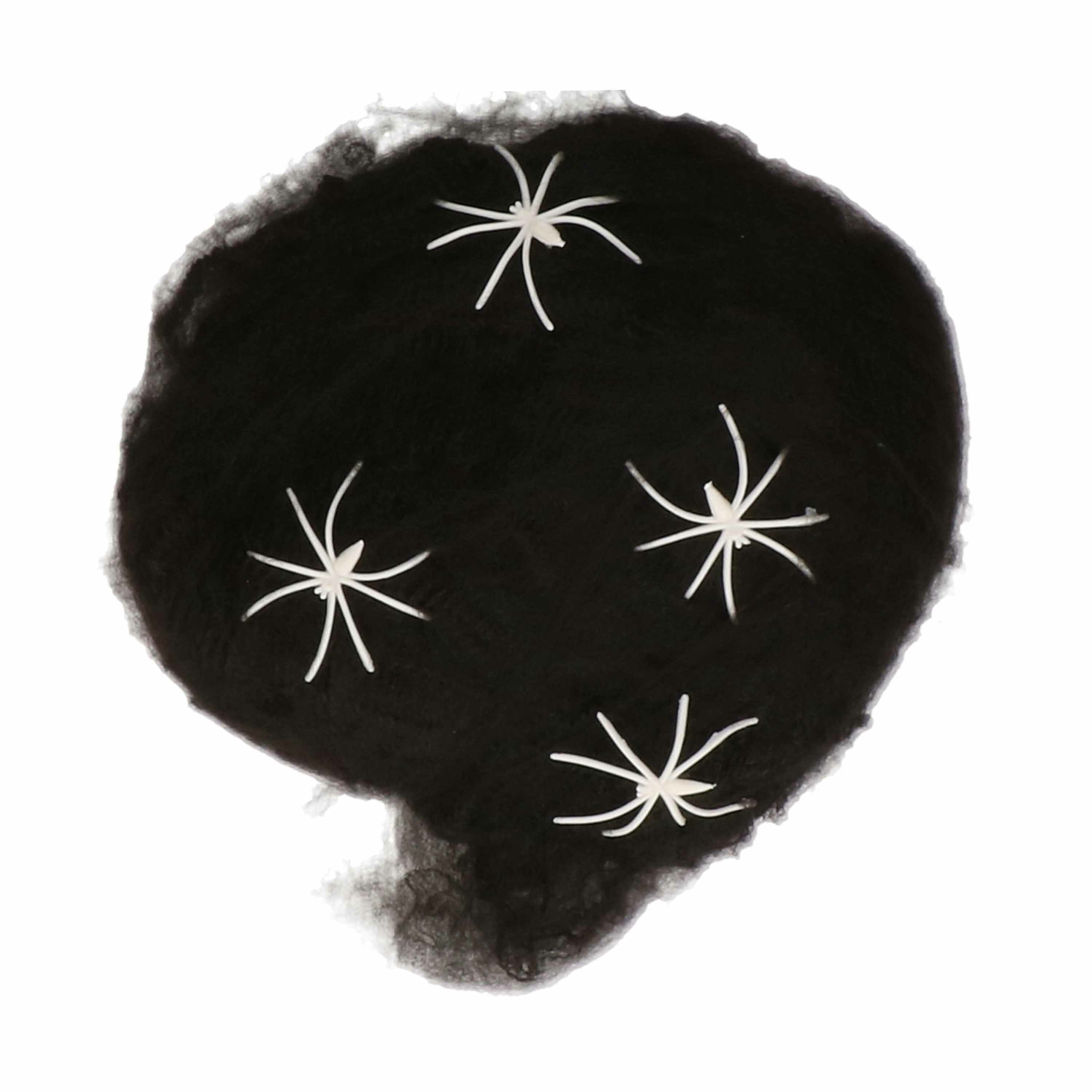 Decoratie spinnenweb-spinrag met spinnen 2x 60 gram zwart Halloween-horror versiering