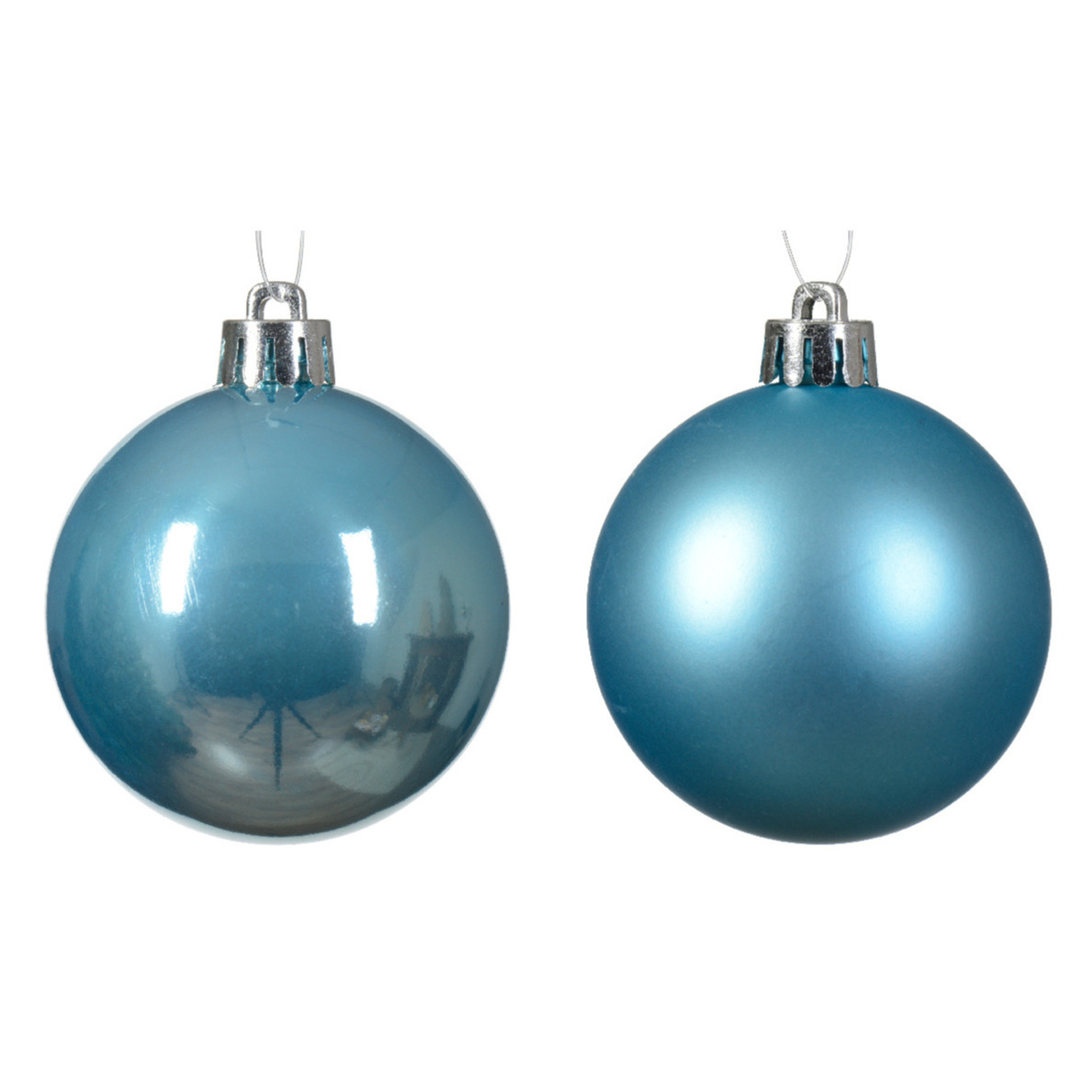 Decoris kerstballen 12x kunststof ijs blauw 6 cm