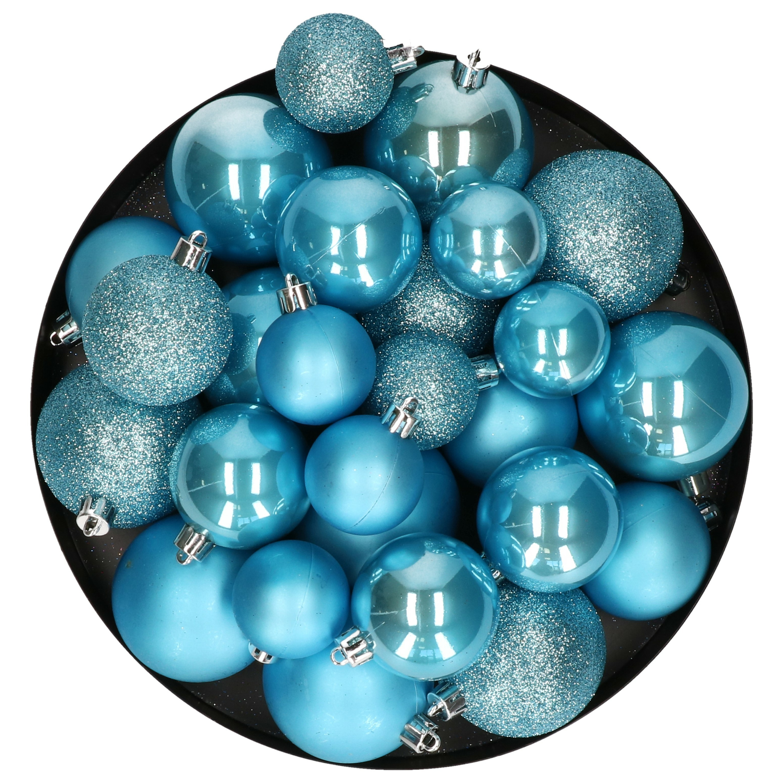 Decoris kerstballen 30x kunststof ijs blauw 4, 5 en 6 cm