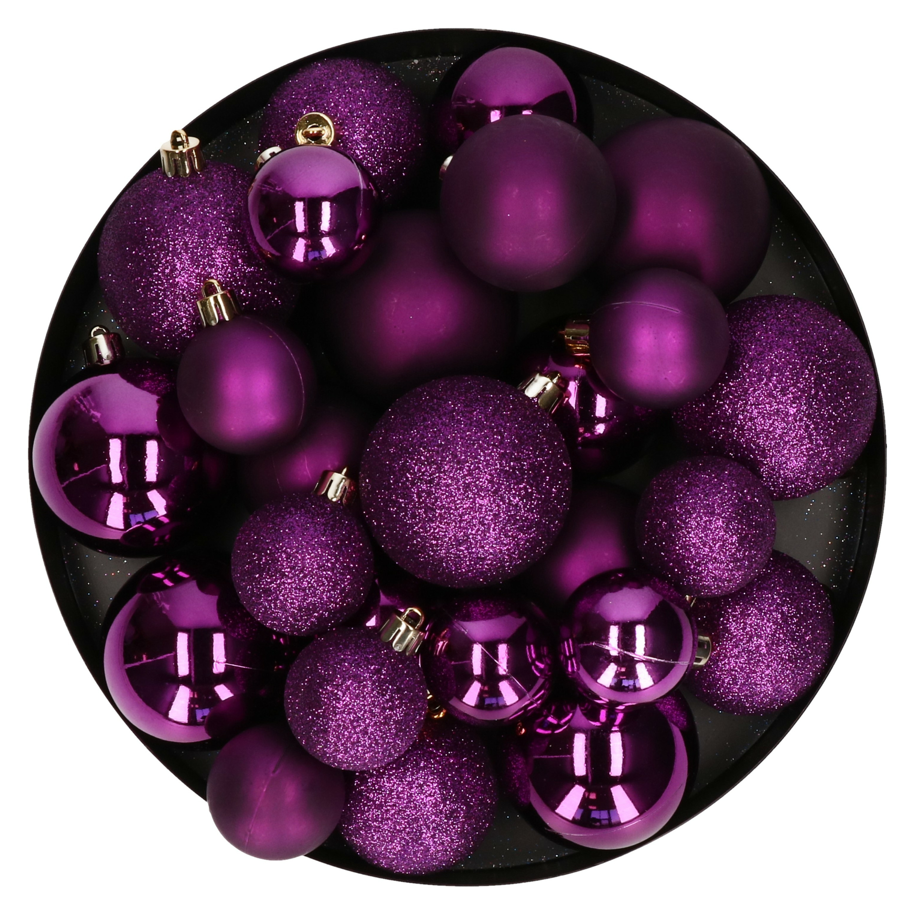 Decoris kerstballen 30x kunststof paars 4, 5 en 6 cm