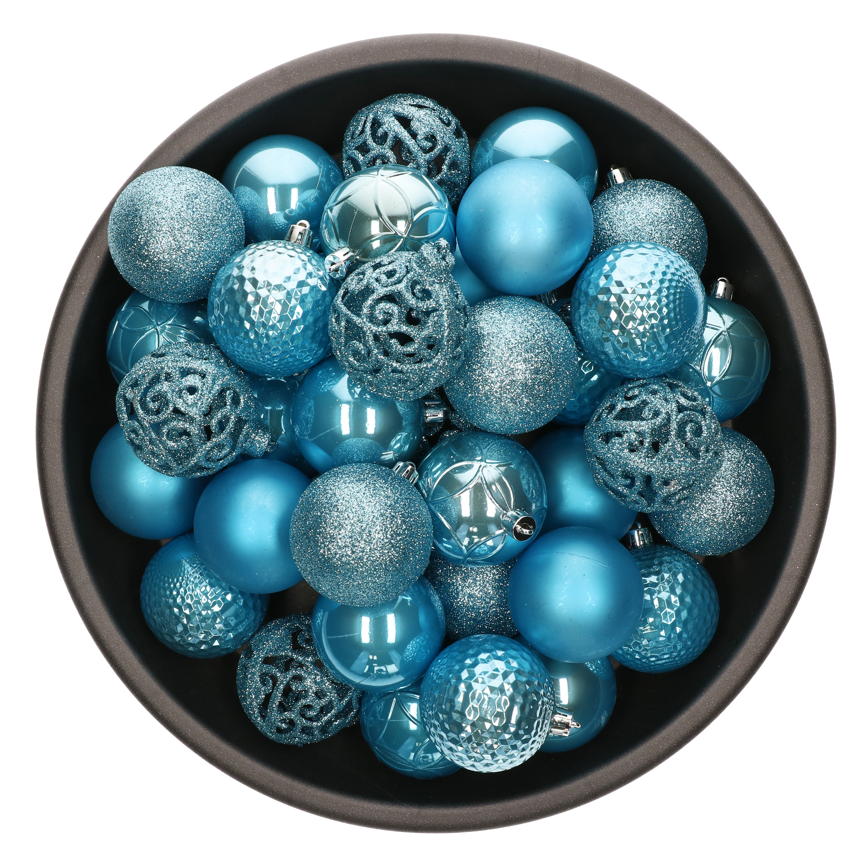 Decoris kerstballen 37x kunststof ijs blauw 6 cm