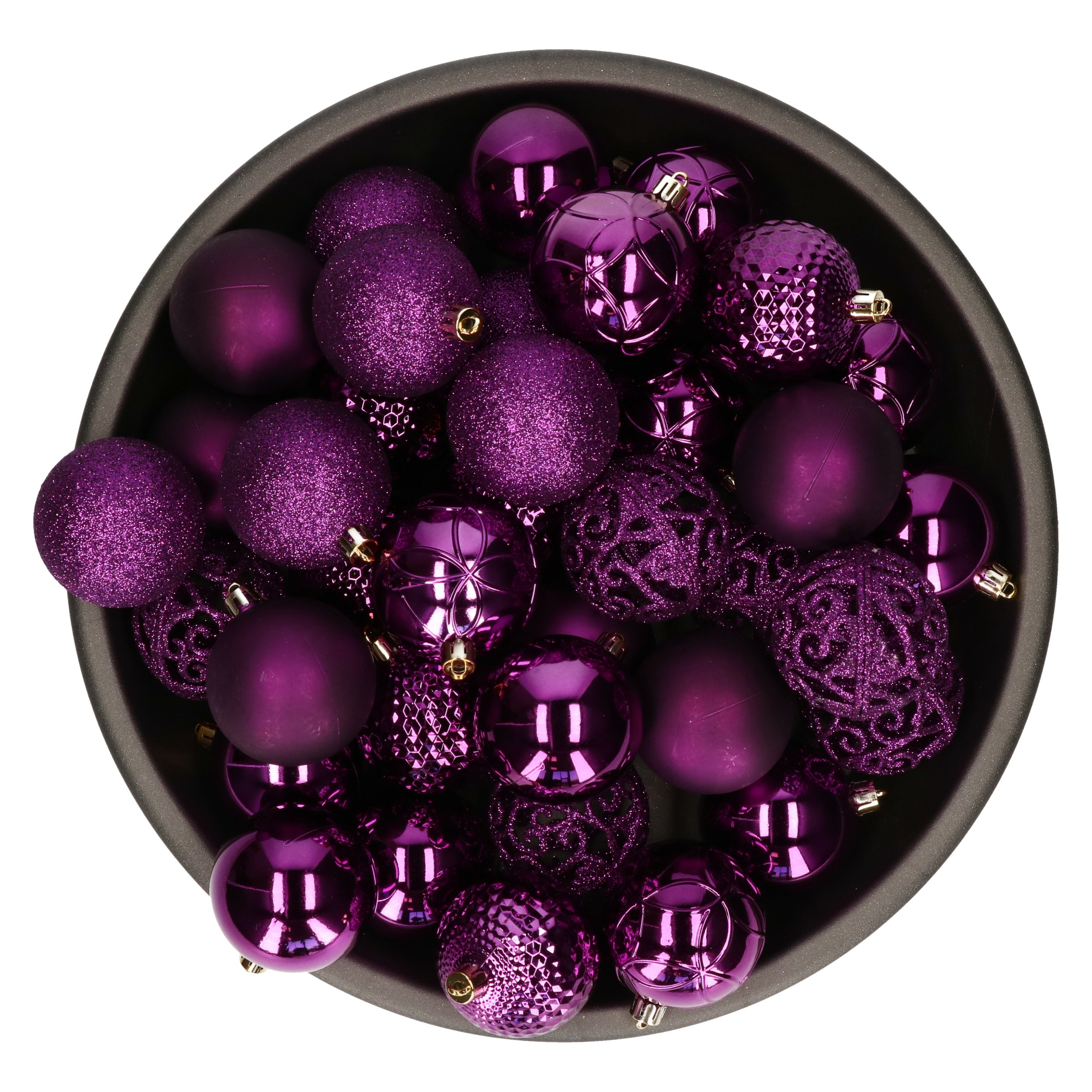 Decoris kerstballen 37x kunststof paars 6 cm