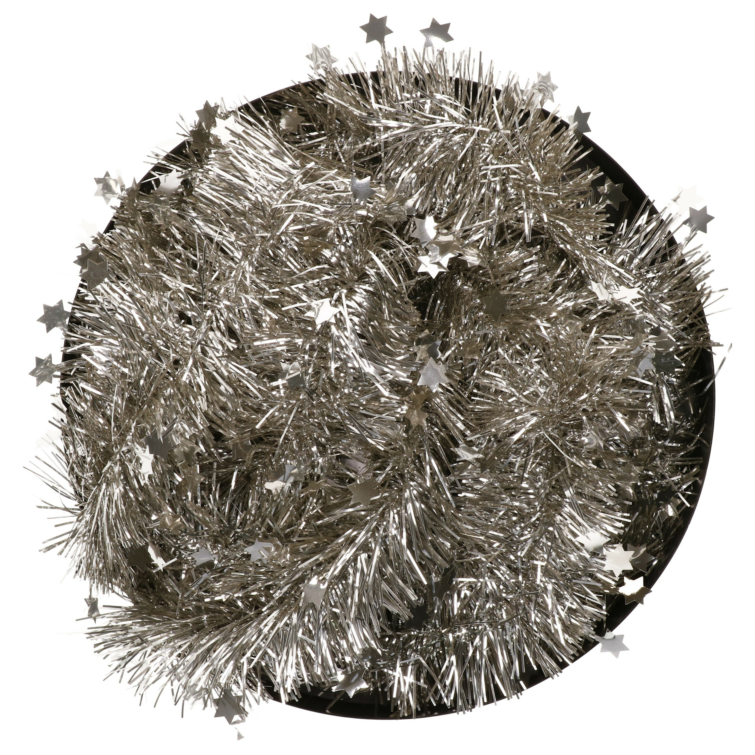 Decoris kerstslinger licht champagne 270 x 10 cm tinsel-folie sterren lametta slingers