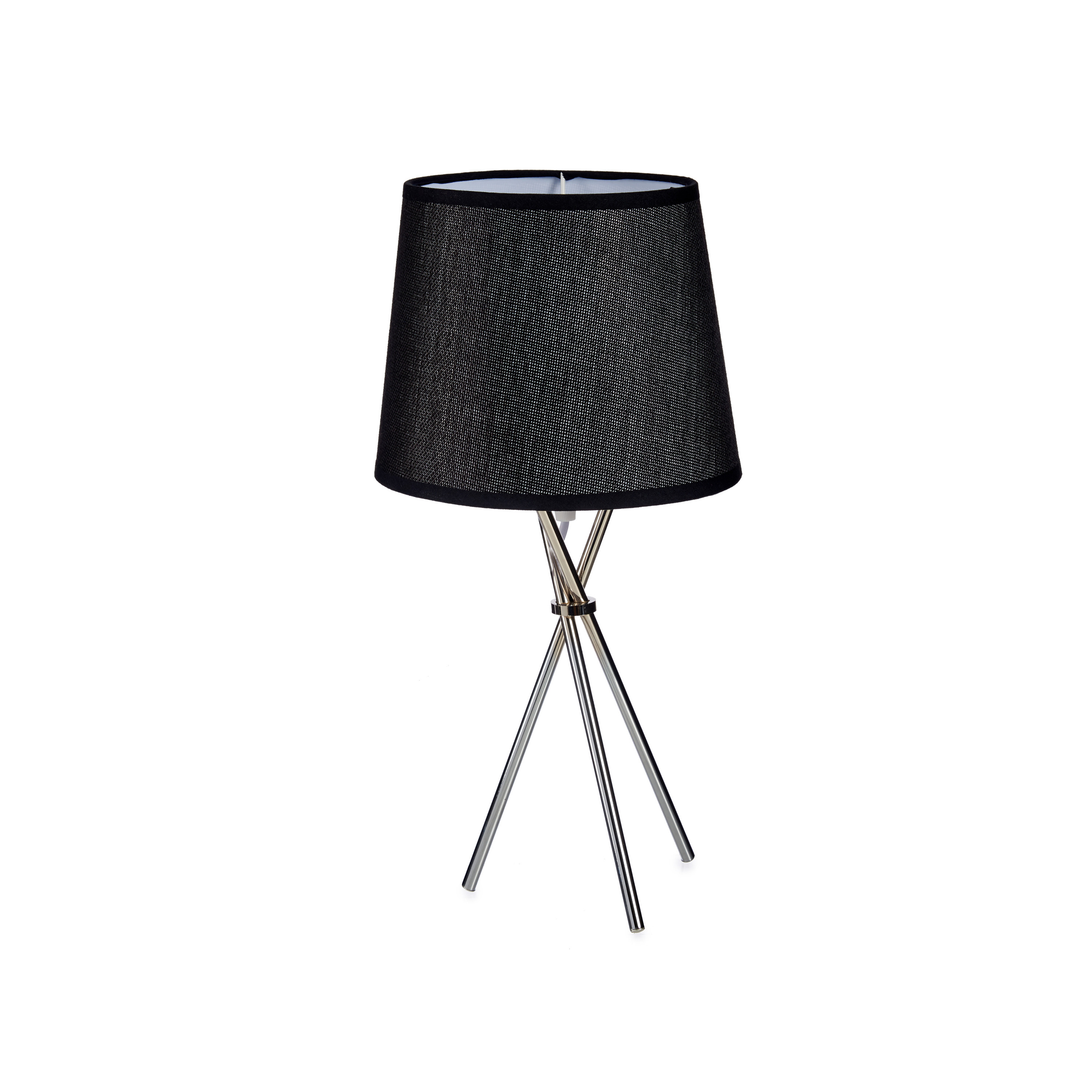 Design tafellamp-schemerlampje zwarte kap en stalen poten 38 cm