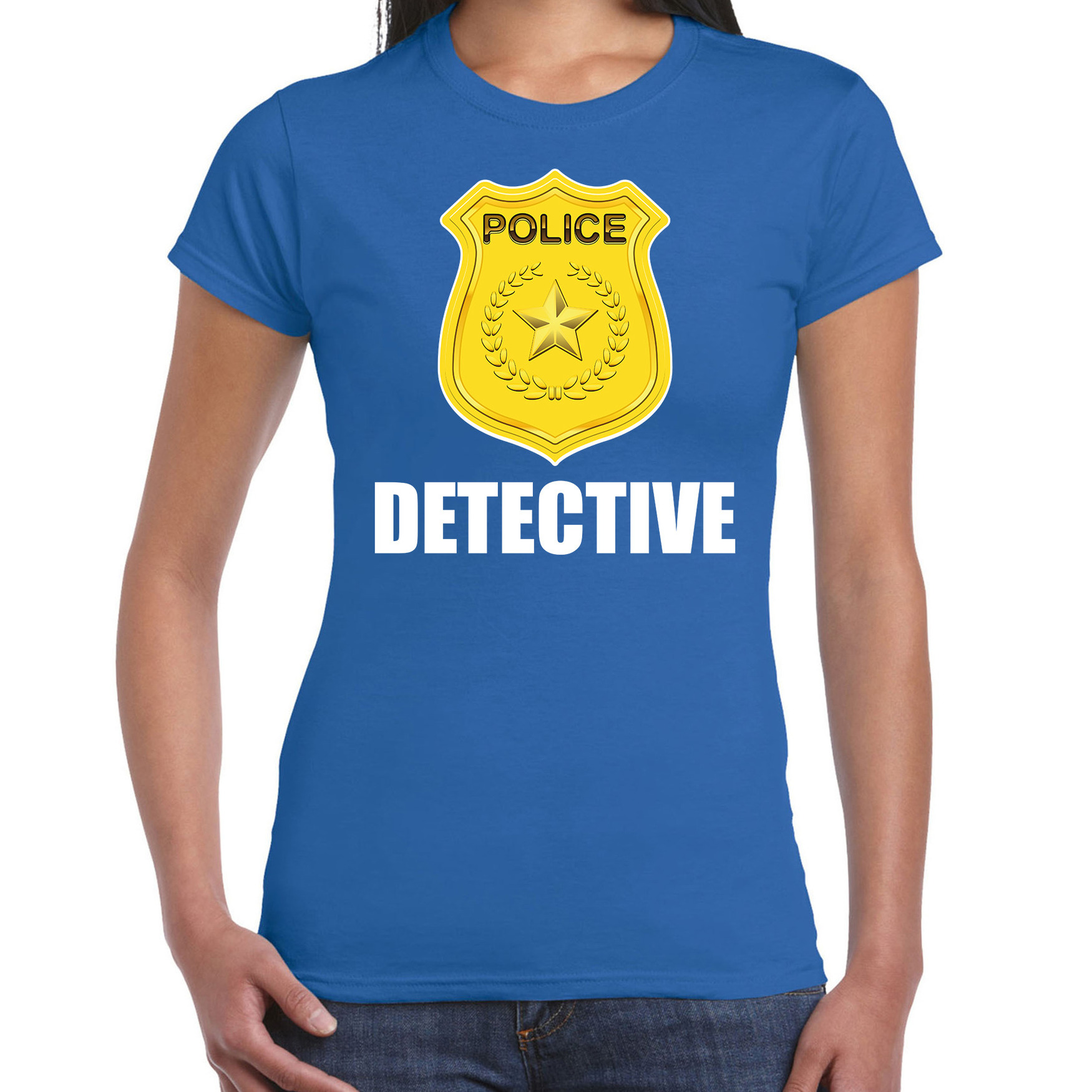 Detective police-politie embleem t-shirt blauw voor dames