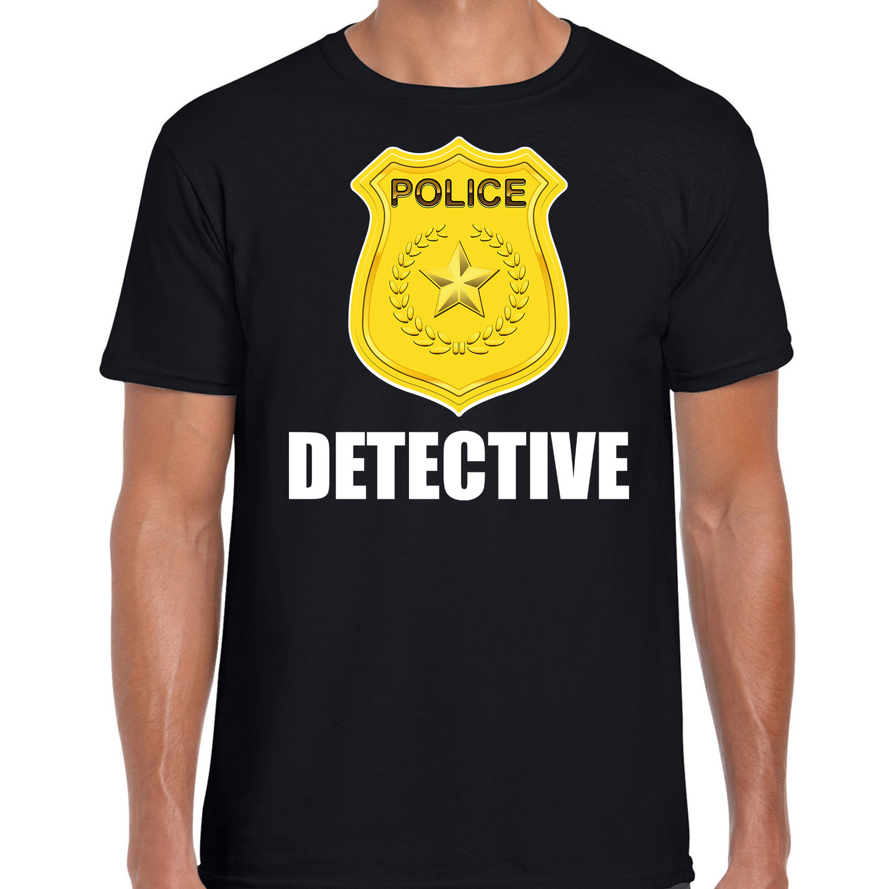 Detective police-politie embleem t-shirt zwart voor heren