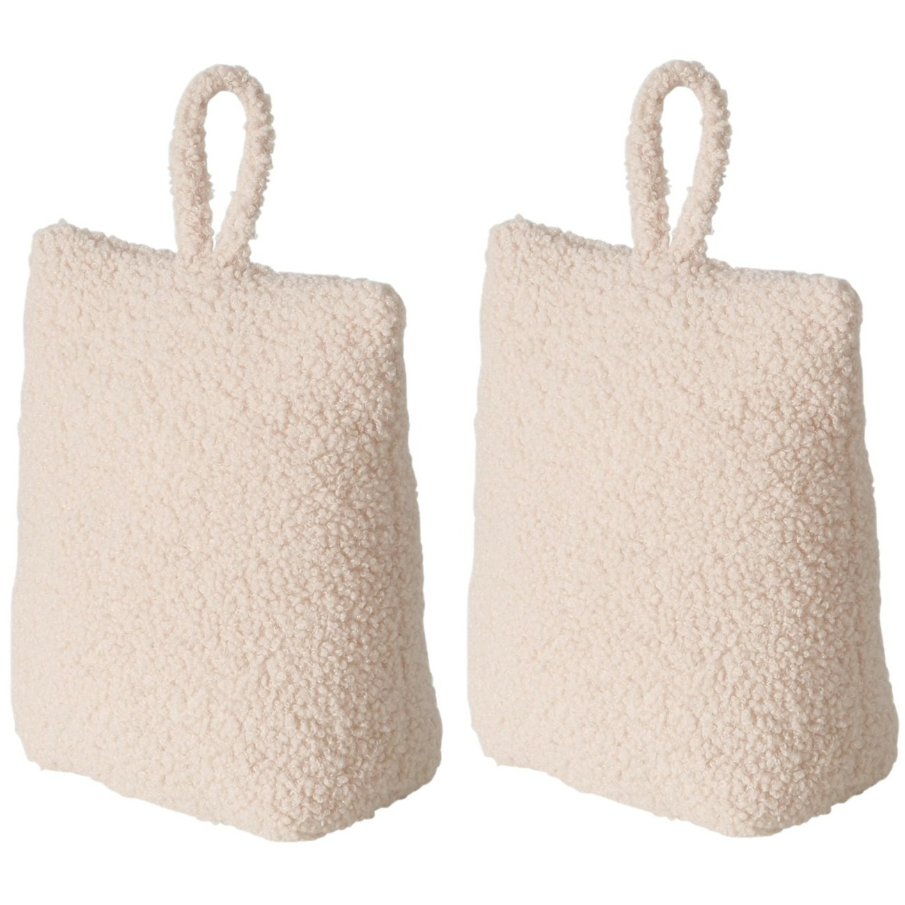 Deurstopper 2x 1 kilo beige pluche-teddy stof 20 x 10 cm