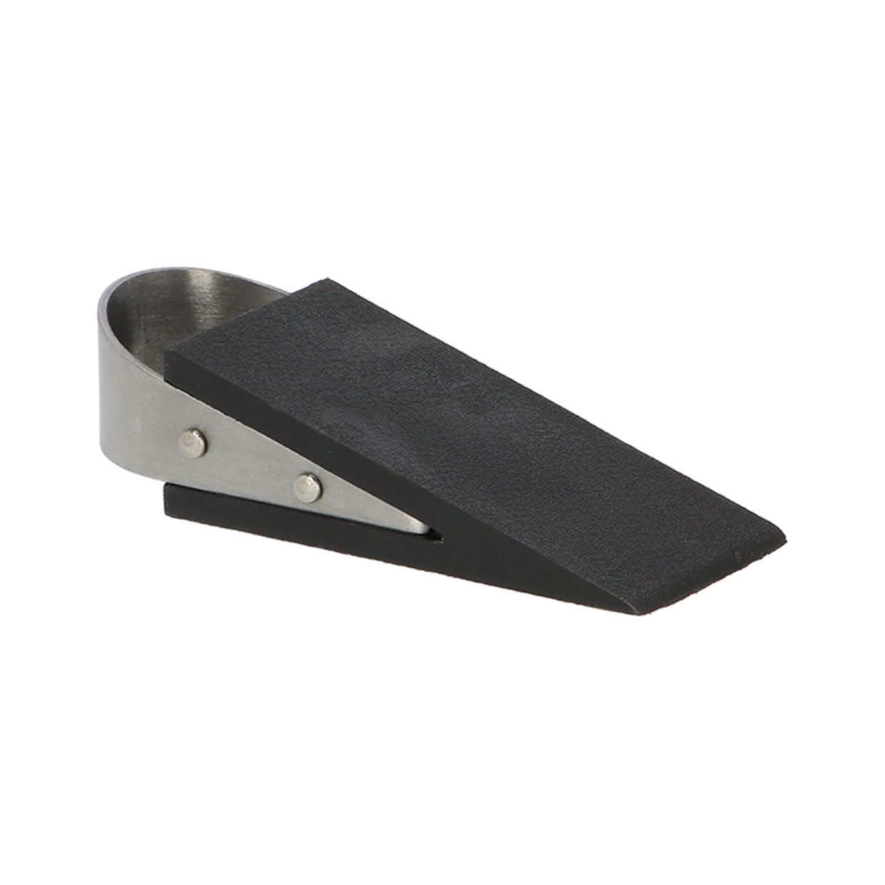 Deurstopper-deurwig rvs-rubber zwart anti-slip 12 x 5 x 3 cm