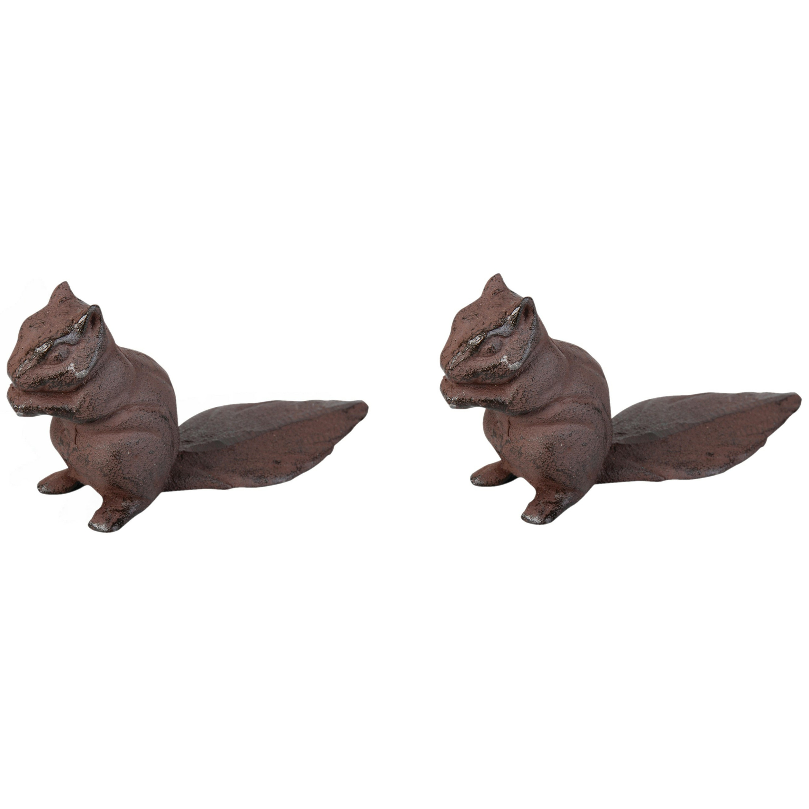 Deurstopper eekhoorn 2x 0.6 kg gietijzer bruin 18 x 6 x 10 cm