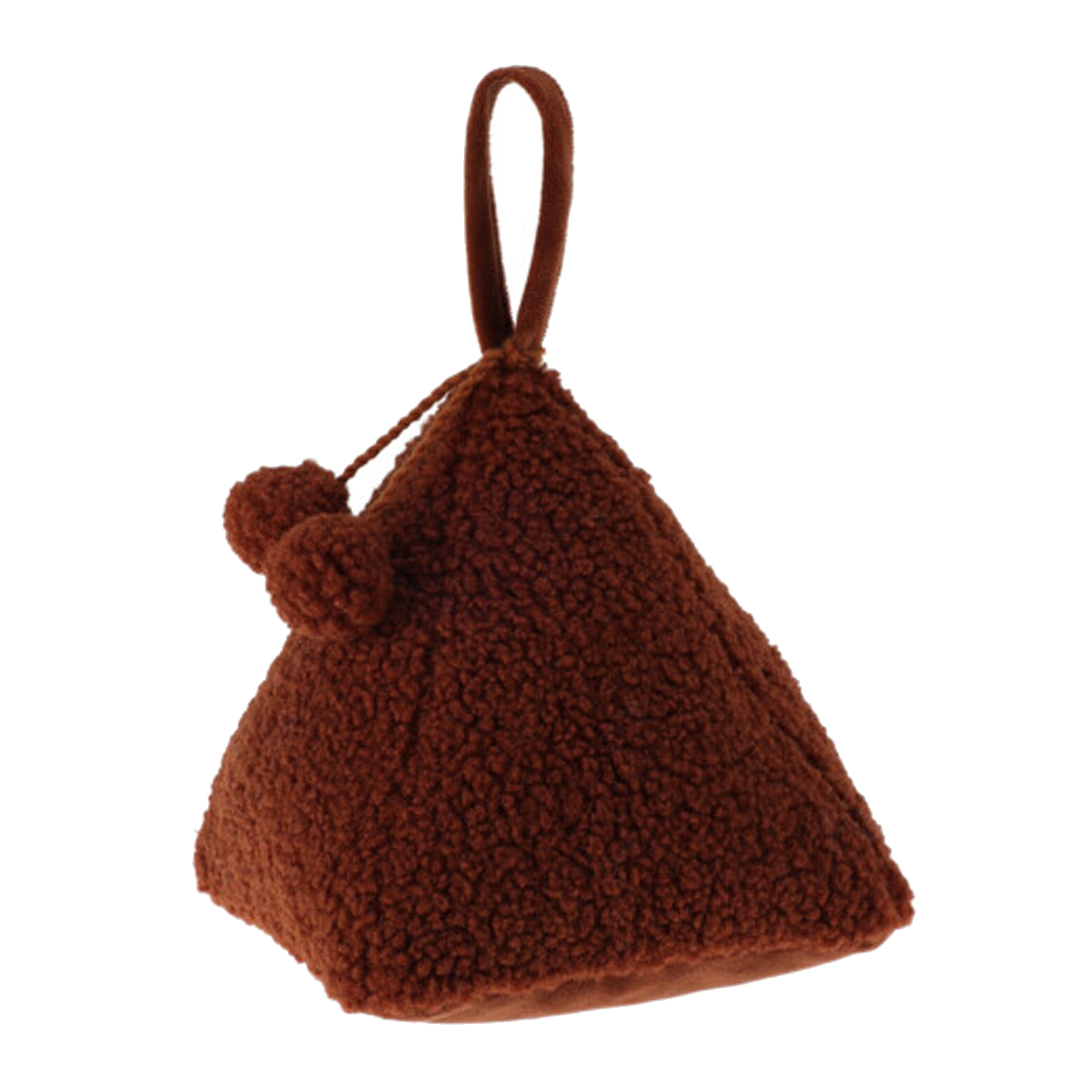 H&S Collection Deurstopper Teddy - roest bruin - 17 x 17 x 16 - polyester - piramide vorm - met verplaats lus -
