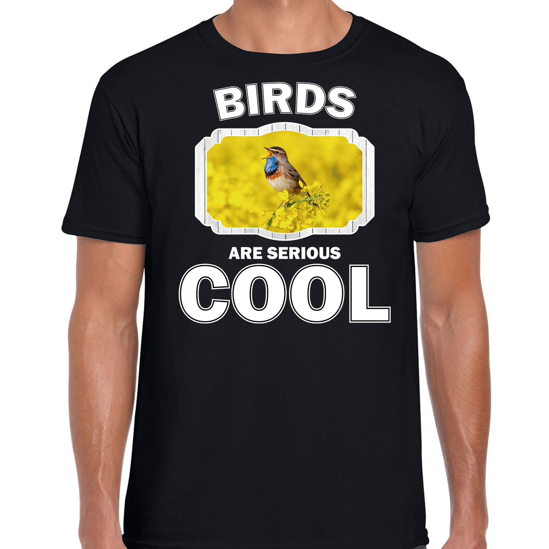 Dieren blauwborst vogel t-shirt zwart heren birds are cool shirt