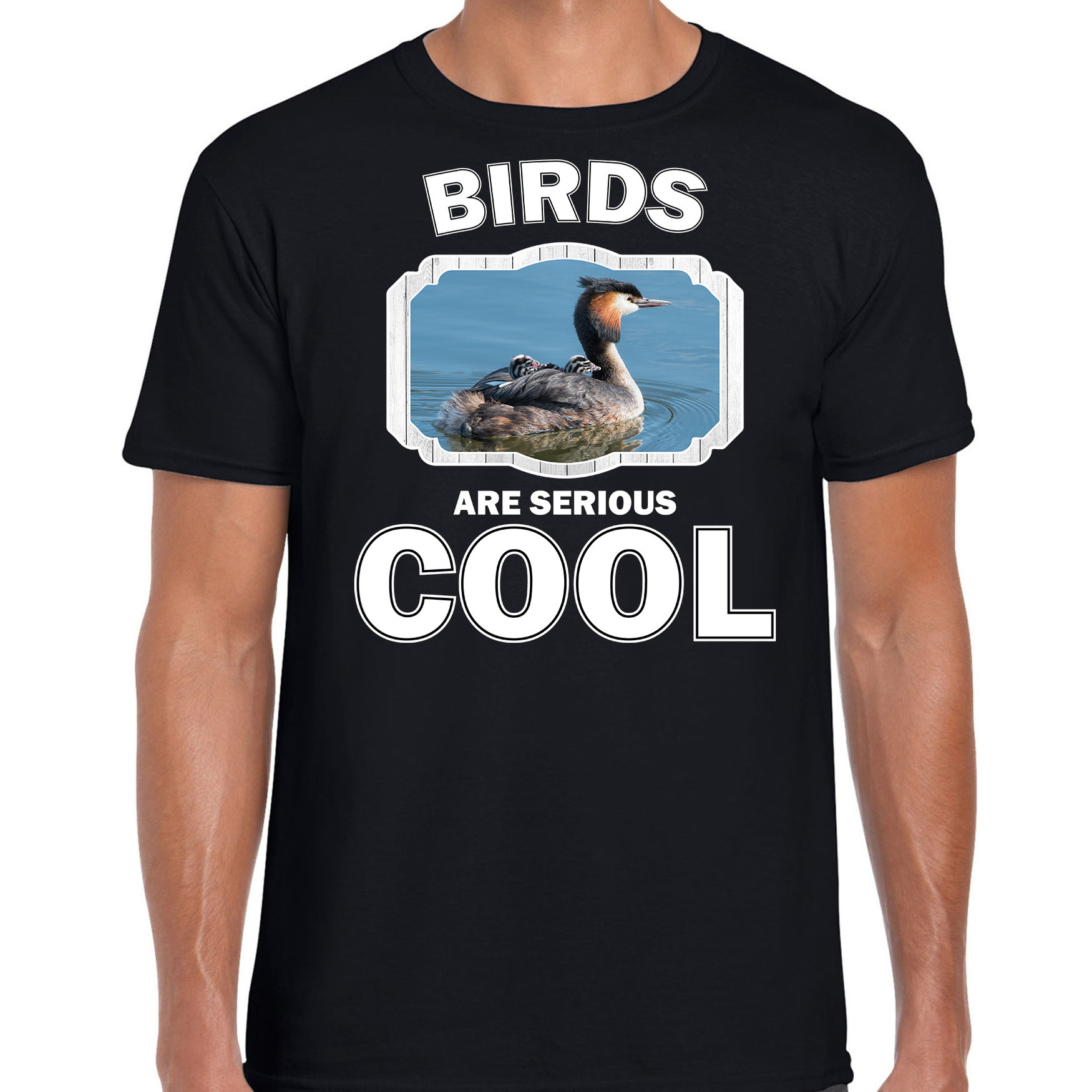 Dieren fuut vogel t-shirt zwart heren birds are cool shirt