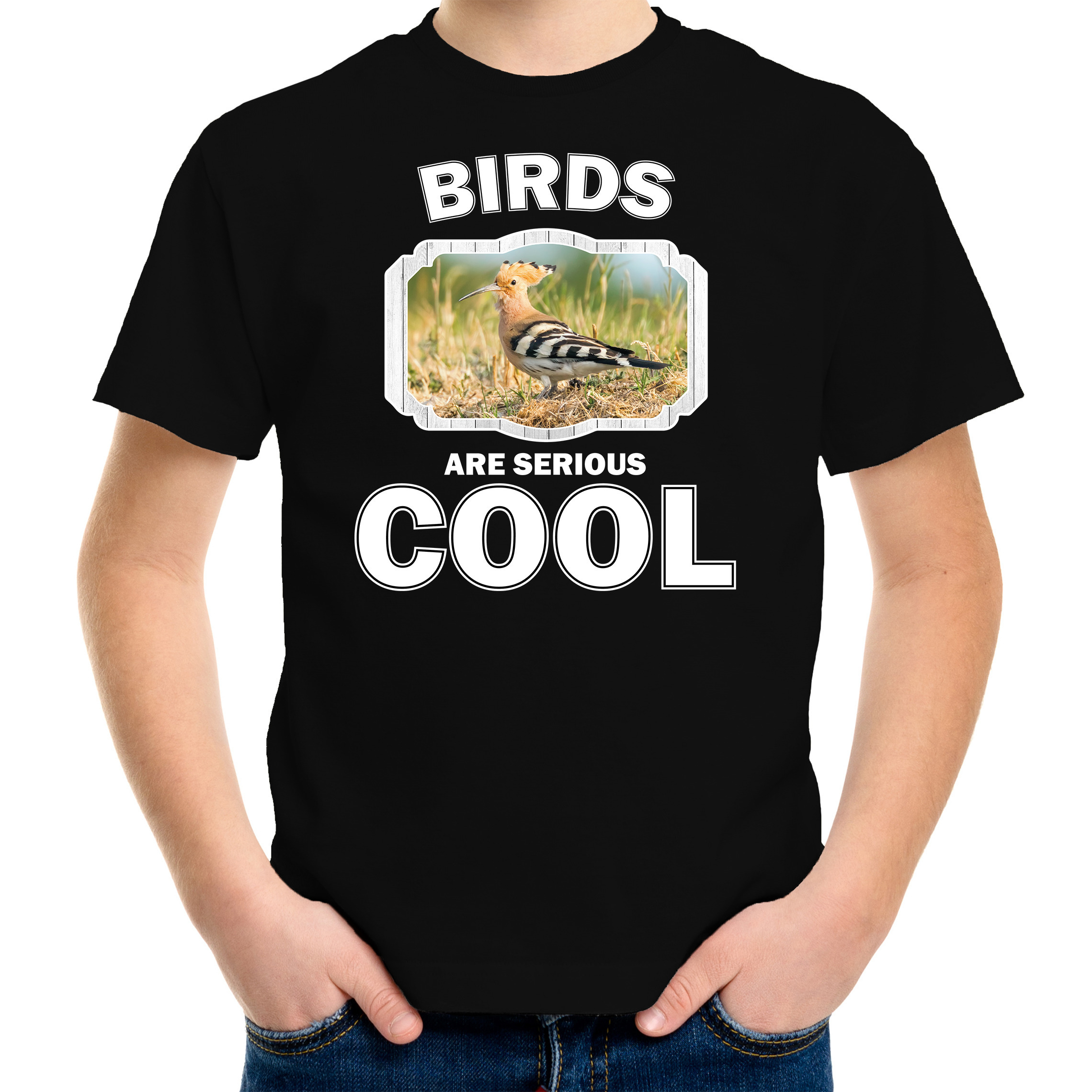 Dieren hop vogel t-shirt zwart kinderen birds are cool shirt jongens en meisjes