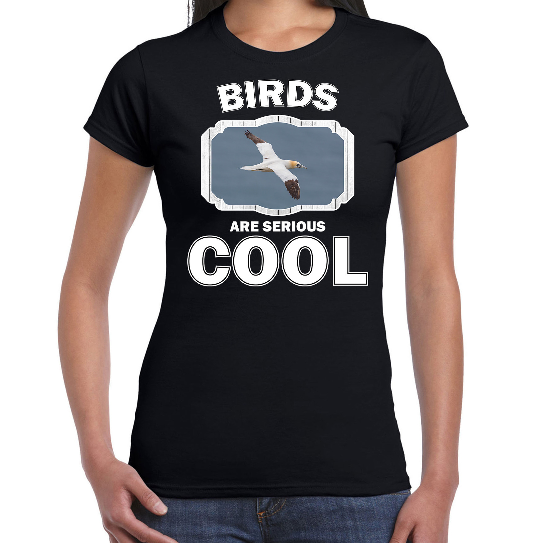 Dieren jan van gent vogel t-shirt zwart dames birds are cool shirt