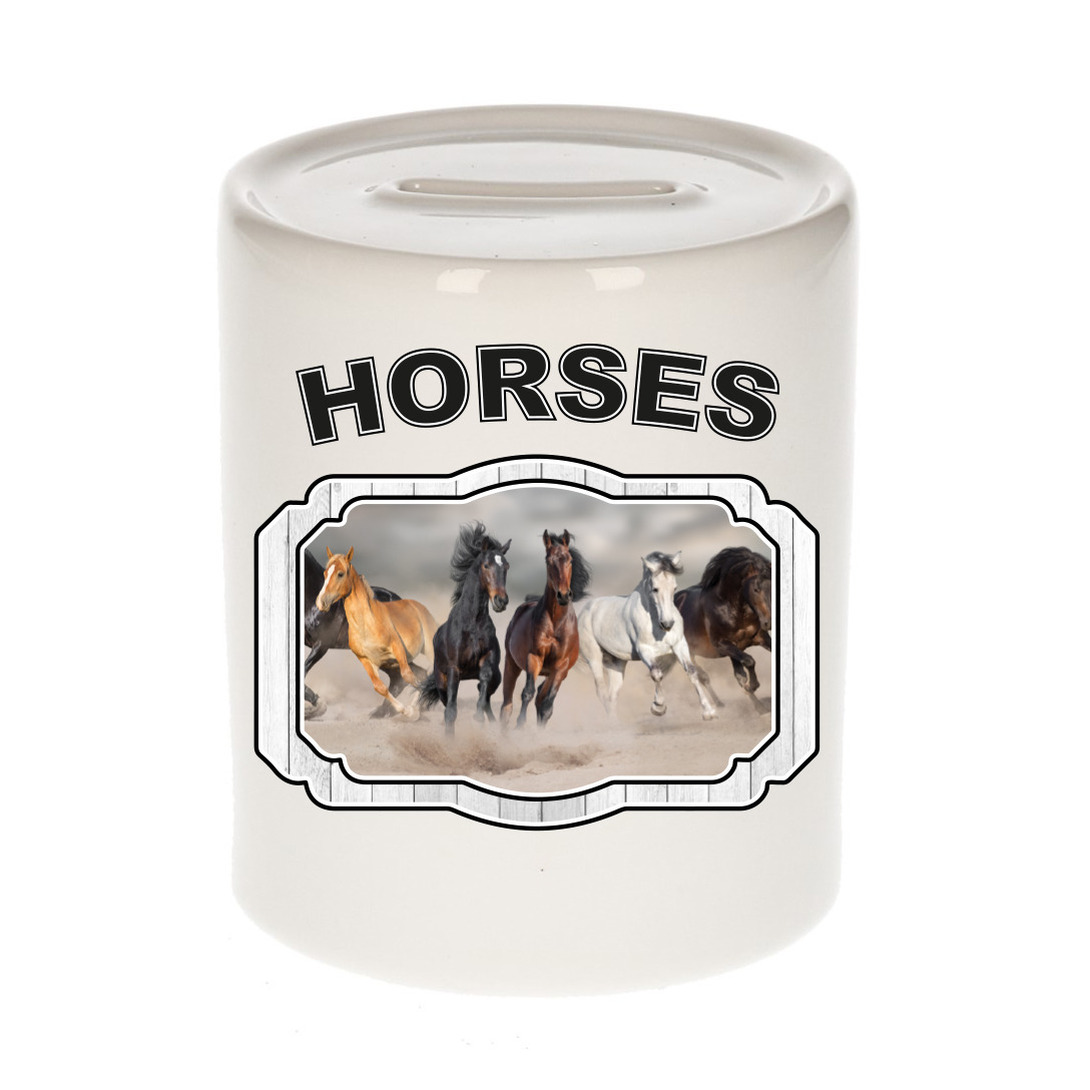 Dieren paard spaarpot horses- paarden spaarpotten kinderen 9 cm