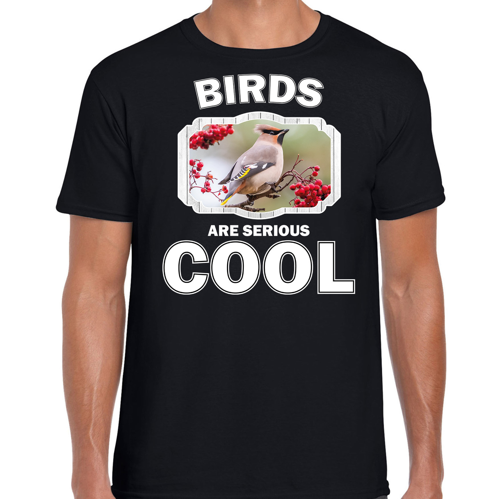 Dieren pestvogel t-shirt zwart heren birds are cool shirt