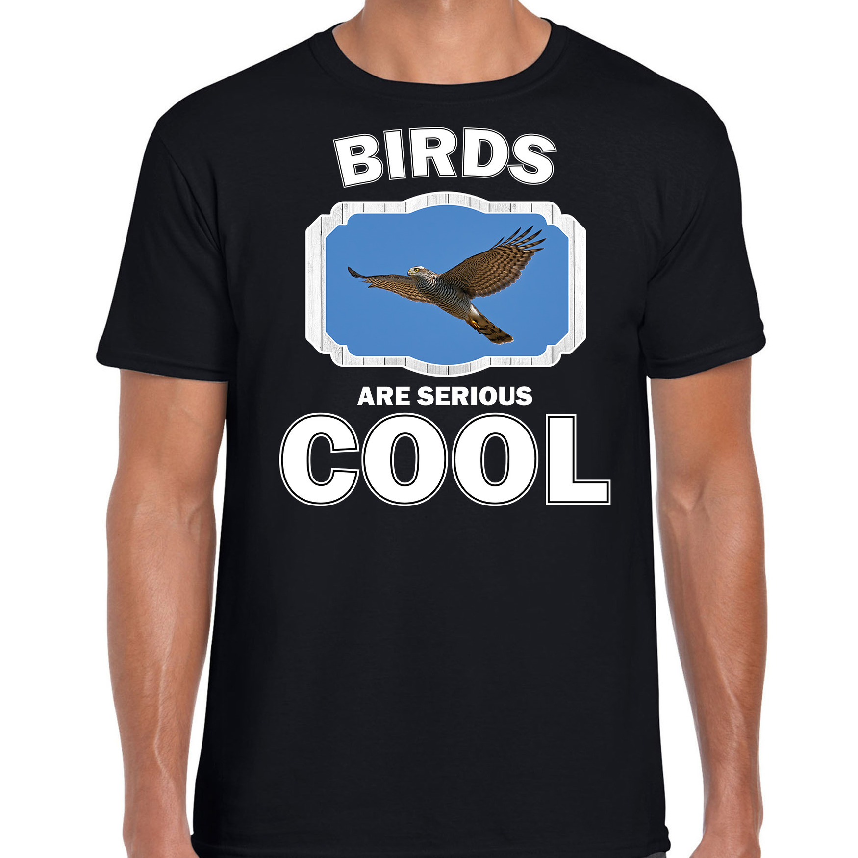 Dieren vliegende havik roofvogel t-shirt zwart heren birds are cool shirt