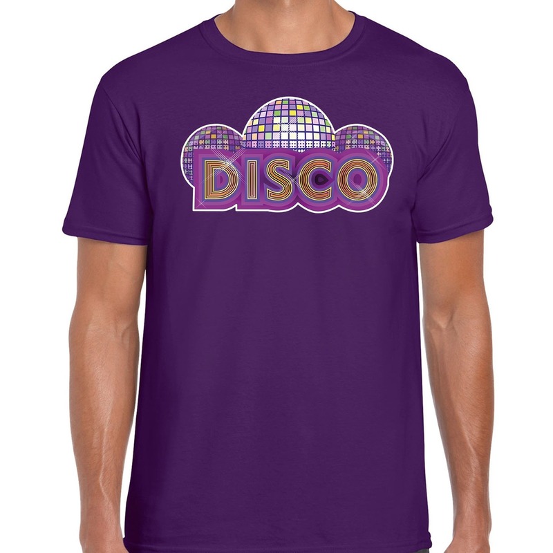 DISCO feest t-shirt paars voor heren