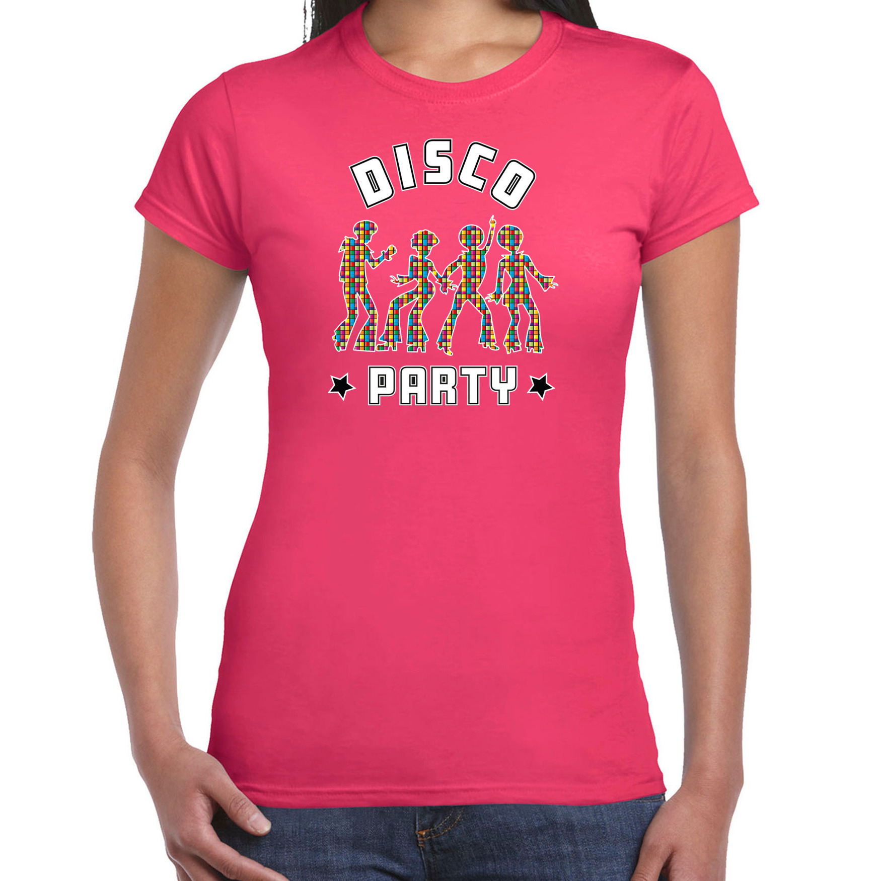 Disco verkleed t-shirt dames jaren 80 feest outfit disco party