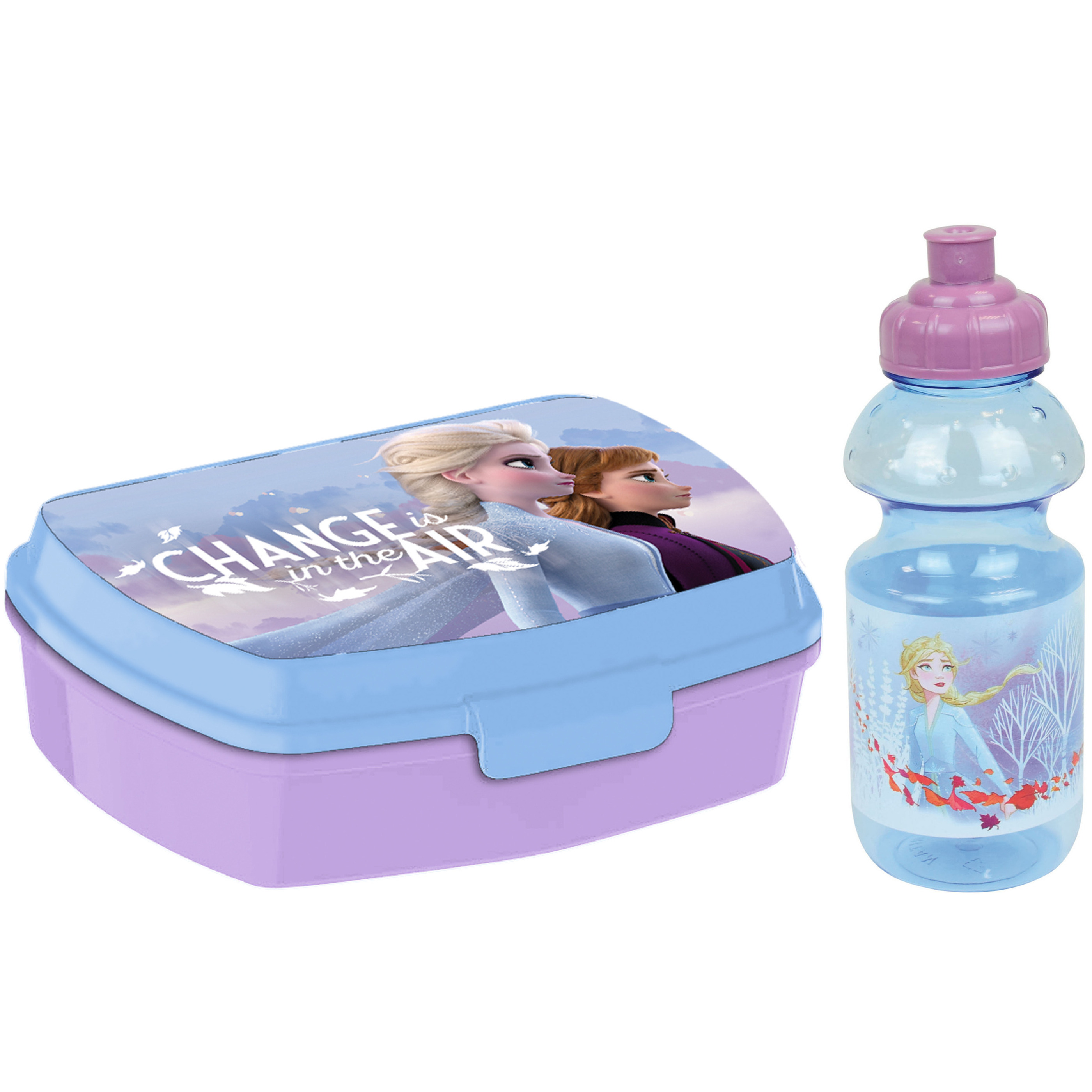 Disney Frozen lunchbox set voor kinderen 2-delig blauw-lila kunststof