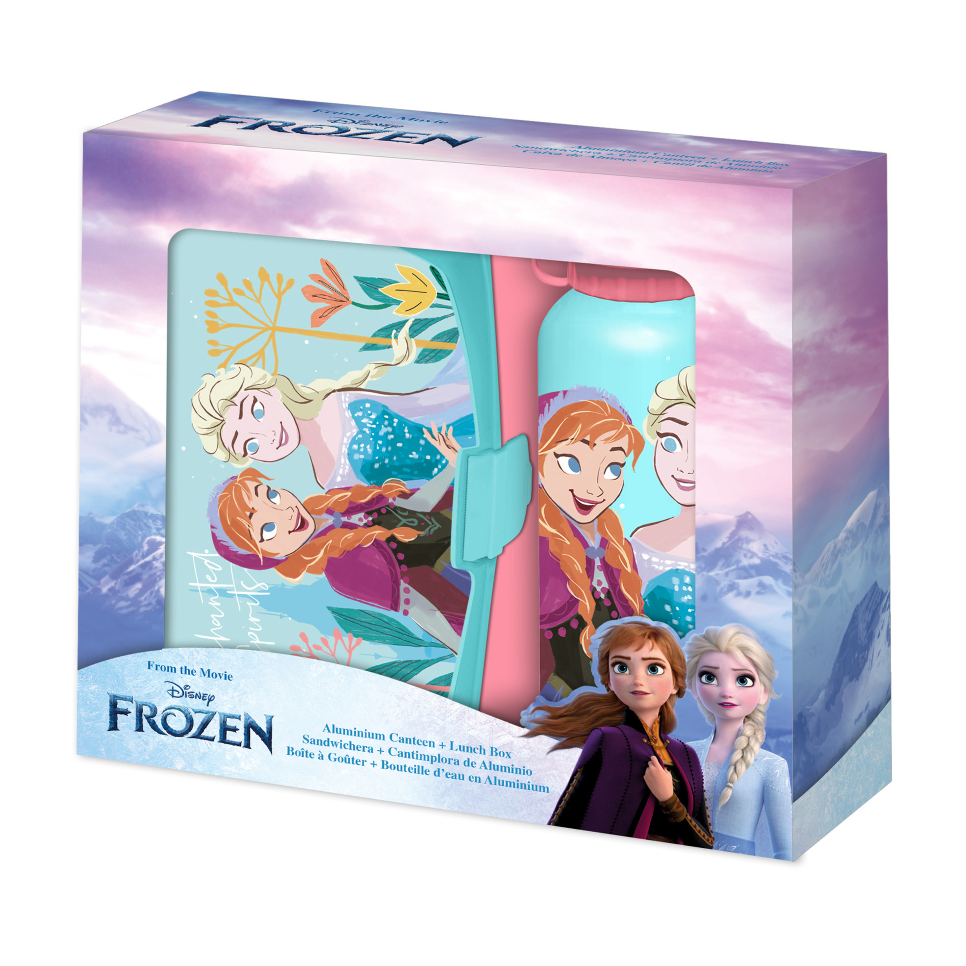 Disney Frozen lunchbox set voor kinderen 2-delig roze aluminium-kunststof