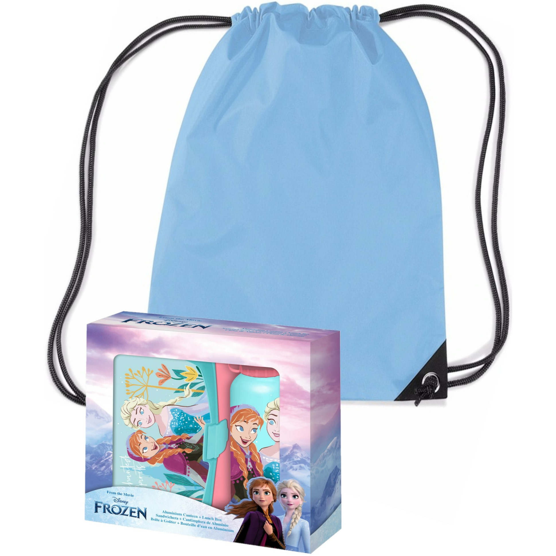 Disney Frozen lunchbox set voor kinderen 3-delig licht blauw incl. gymtas-schooltas