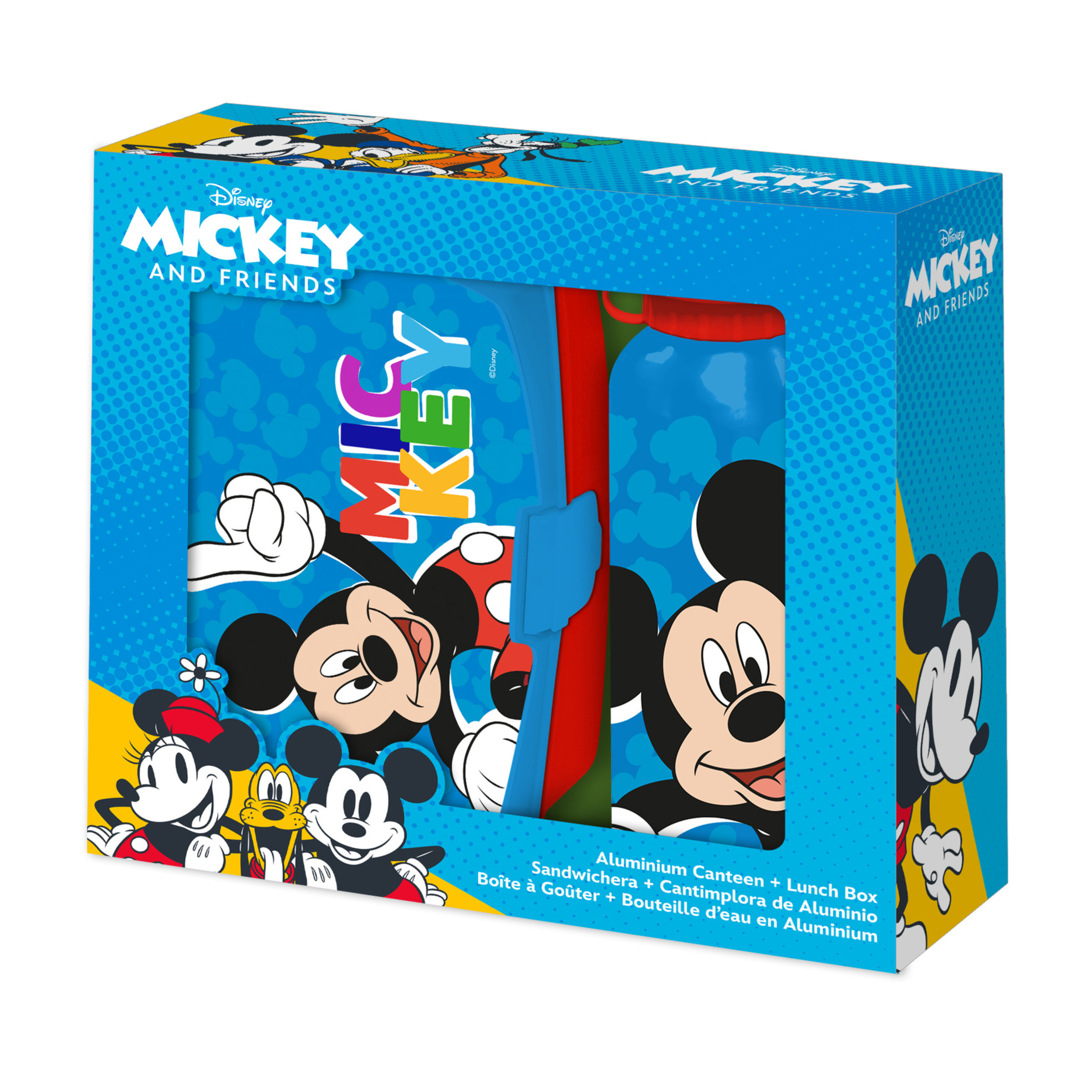 Disney Mickey Mouse lunchbox set voor kinderen 2-delig blauw aluminium-kunststof