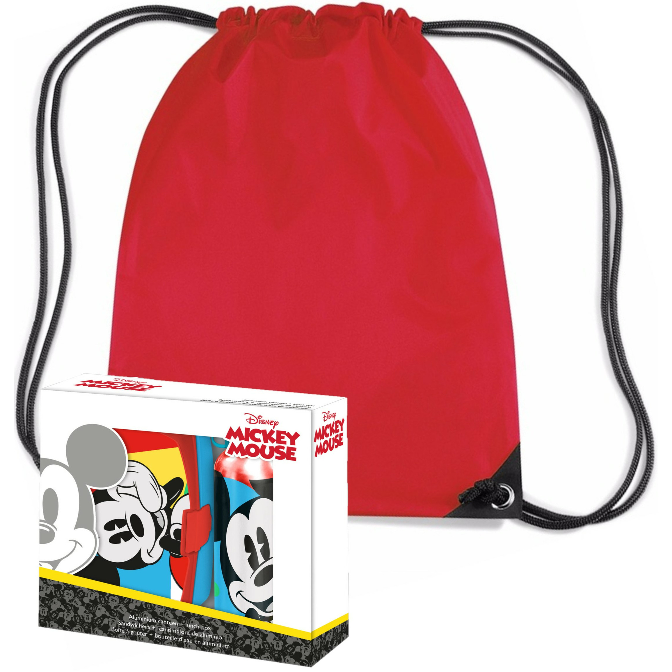 Disney Mickey Mouse lunchbox set voor kinderen 3-delig incl gymtas-schooltas rood