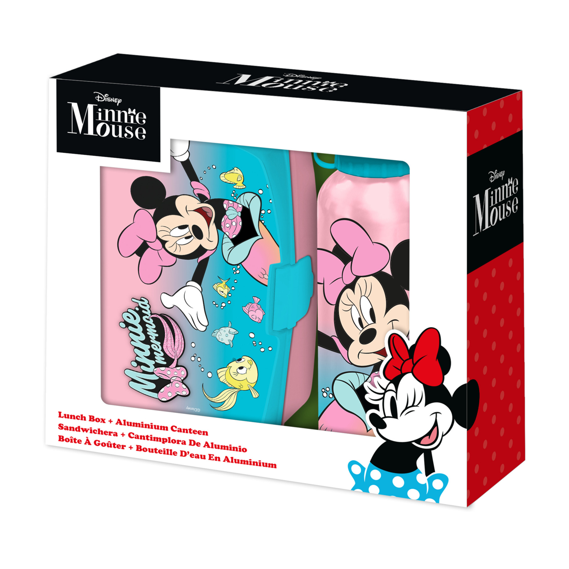 Disney Minnie Mouse lunchbox set voor kinderen 2-delig roze aluminium-kunststof