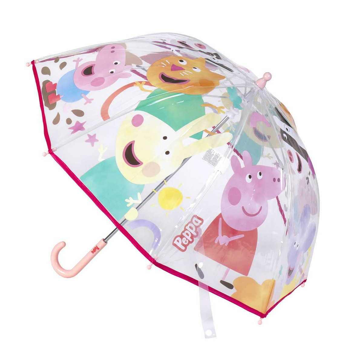 Disney Peppa Pig paraplu transparant-roze D71 cm voor kinderen