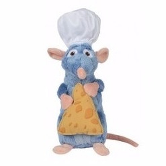 Disney pluche rat knuffel Remy Ratatouille met kaasje 25 cm -