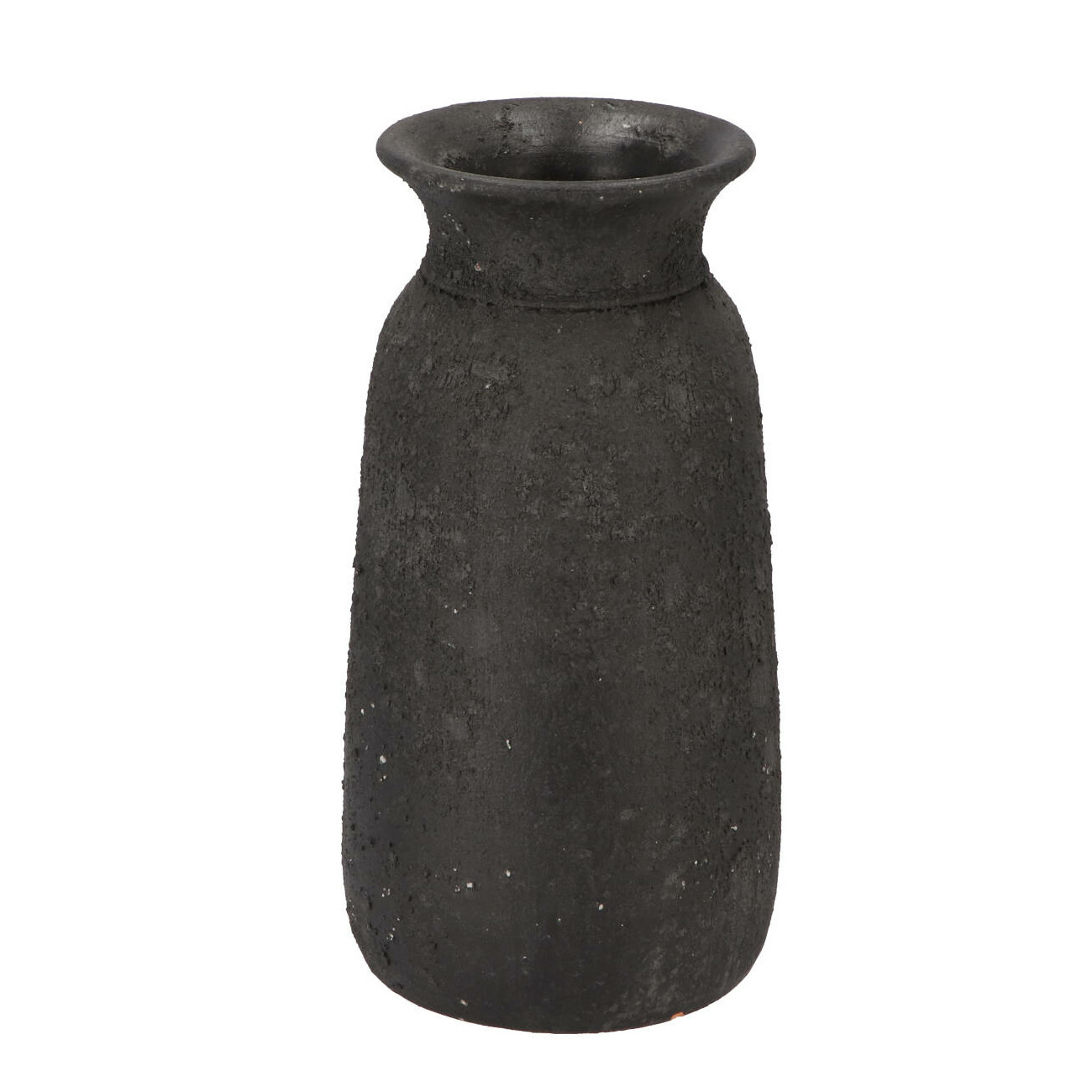 DK Design Bloemenvaas kruik model Maya verweerd zwart D16 x H30 cm rustieke vaas