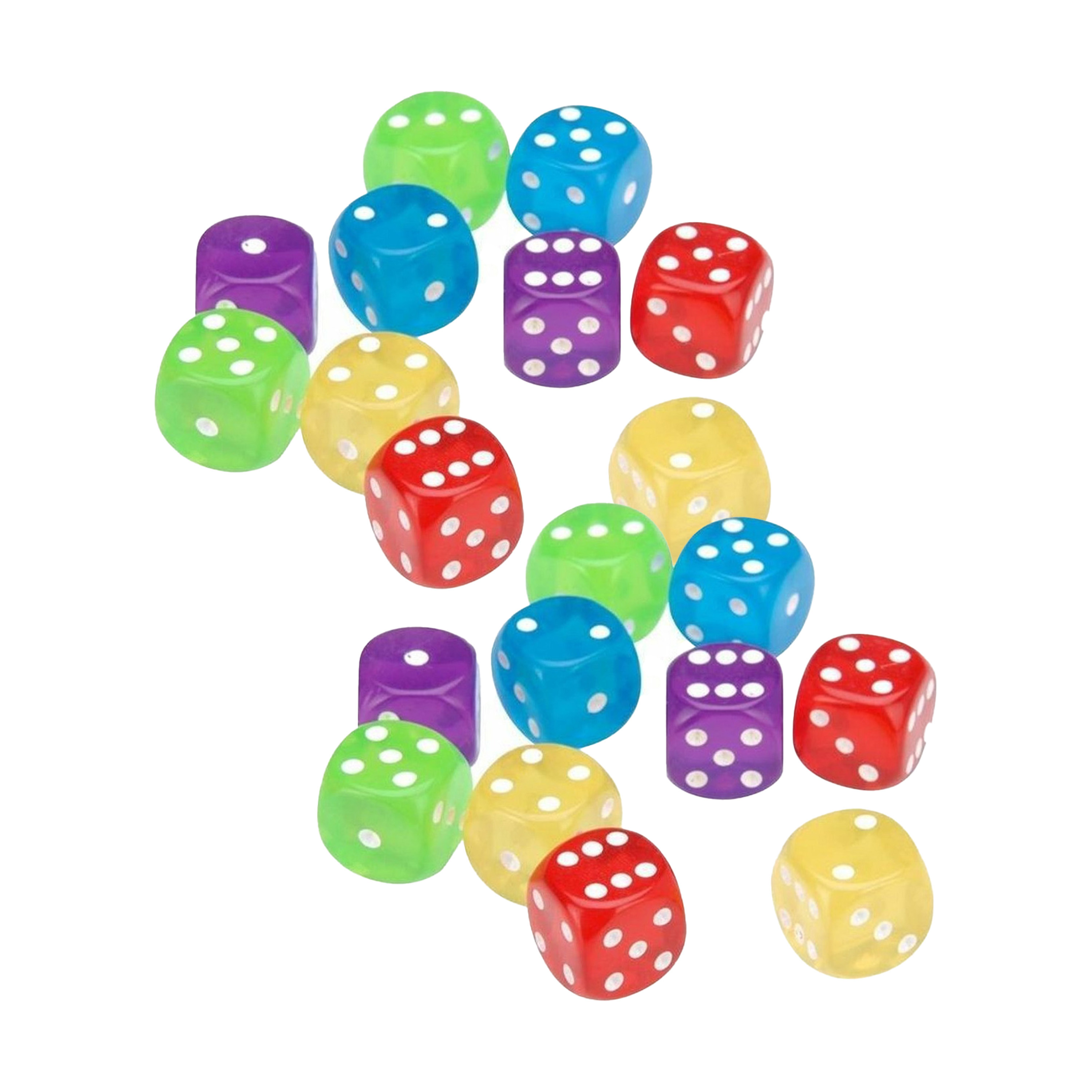 Dobbelstenen 20x kleurenmix kunststof bordspellen dobbel spellen