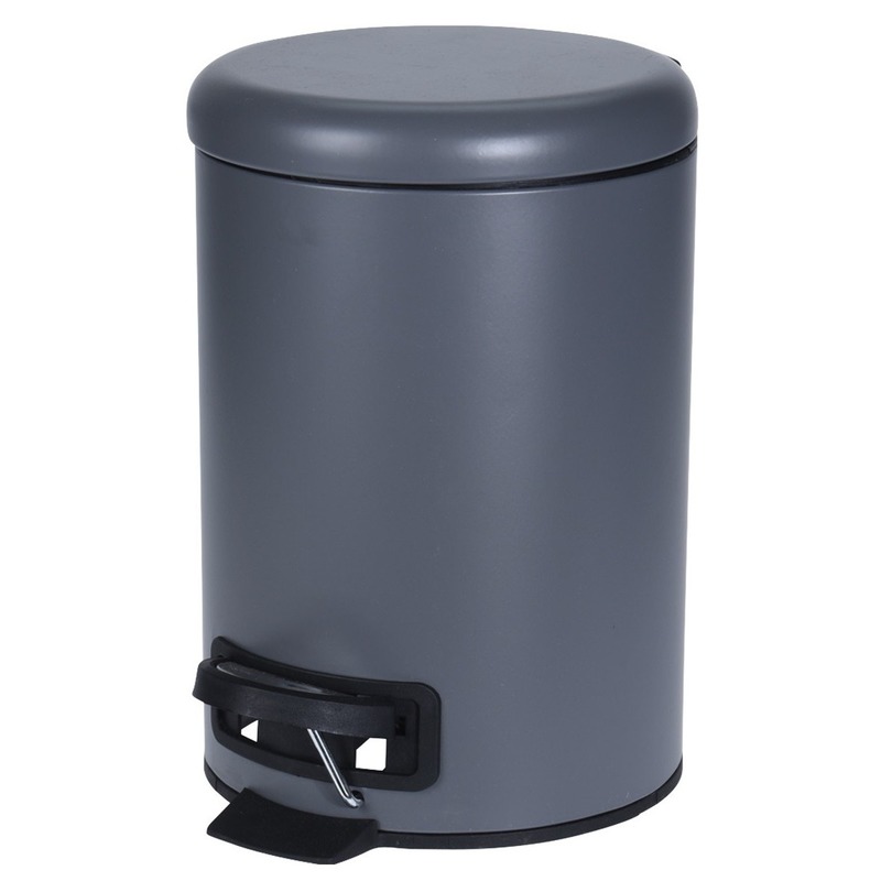 Donker grijze vuilnisbak-pedaalemmer 3 liter