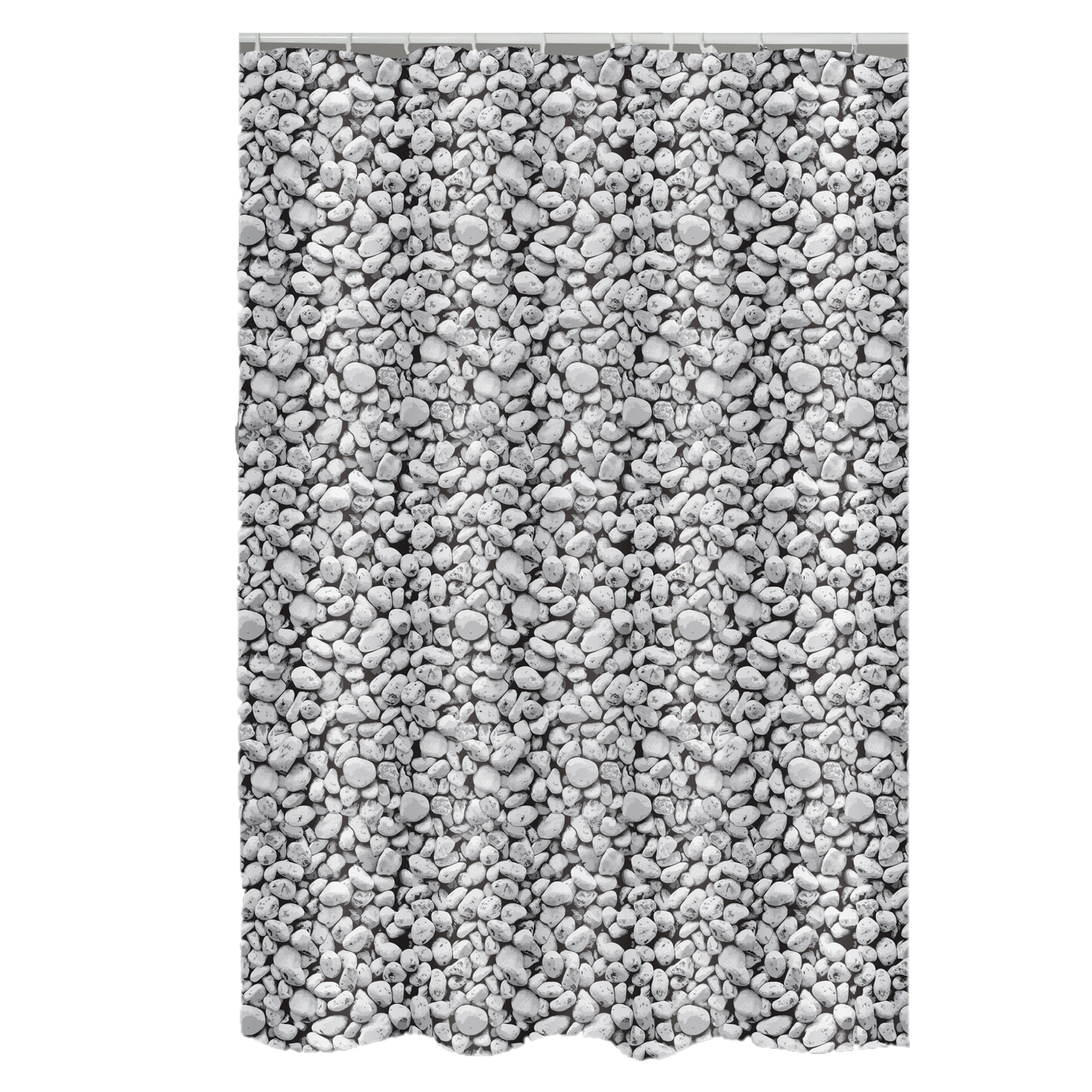 Douchegordijn grijs kiezels print Polyester 180 x 200 cm wasbaar