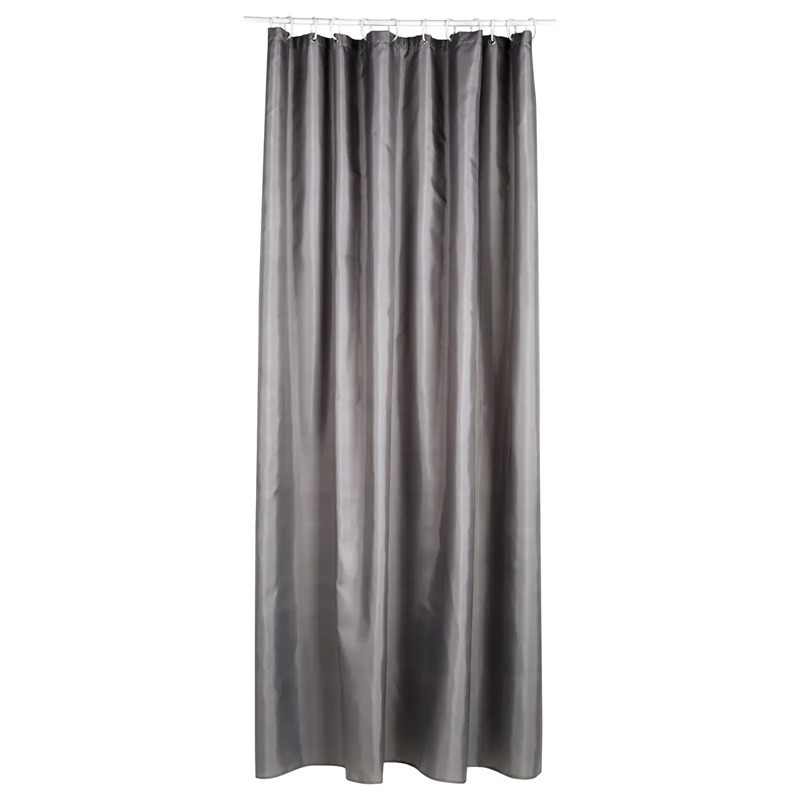 Douchegordijn grijs polyester 180 x 200 cm inclusief ringen
