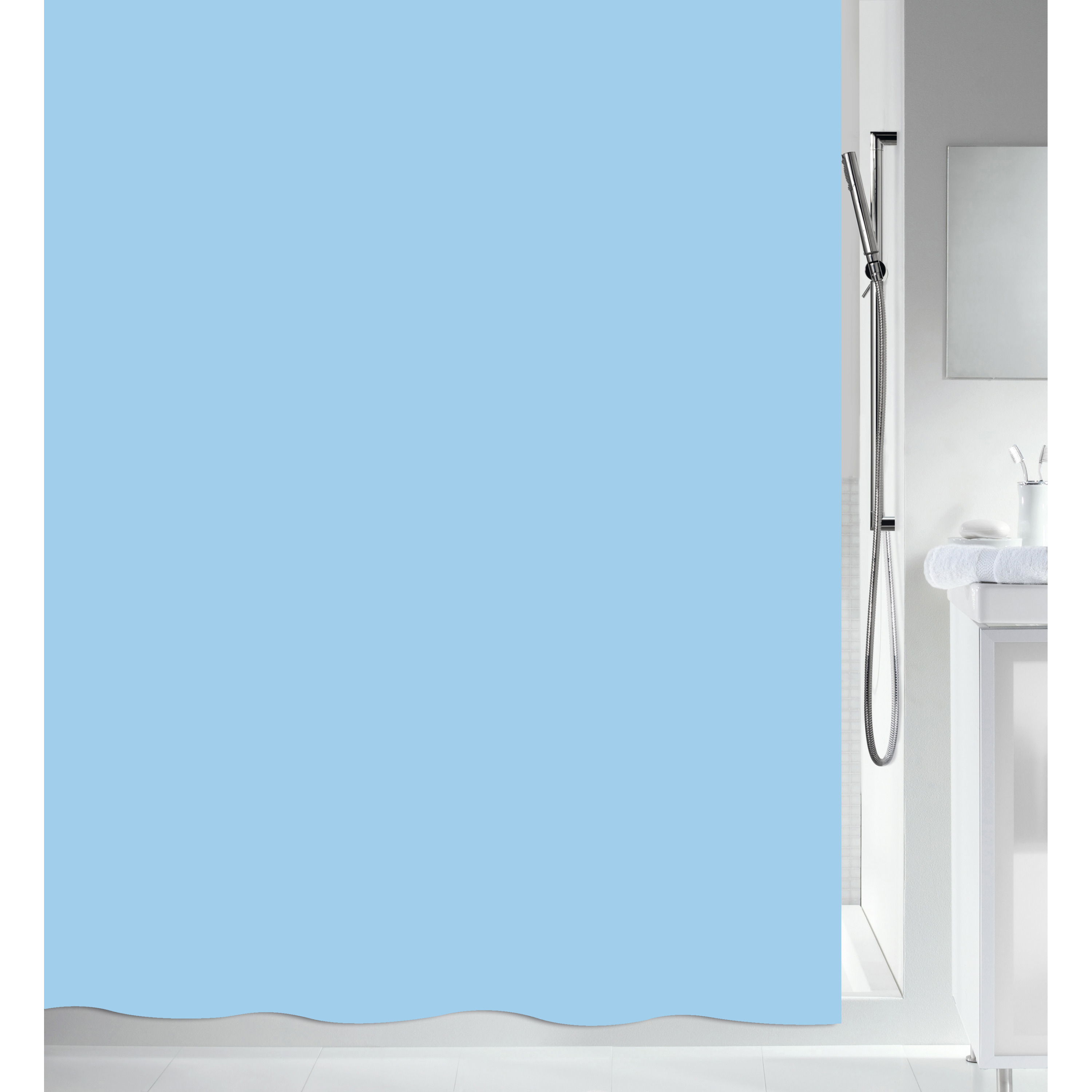 Douchegordijn lichtblauw gerecycled polyester 180 x 200 cm wasbaar