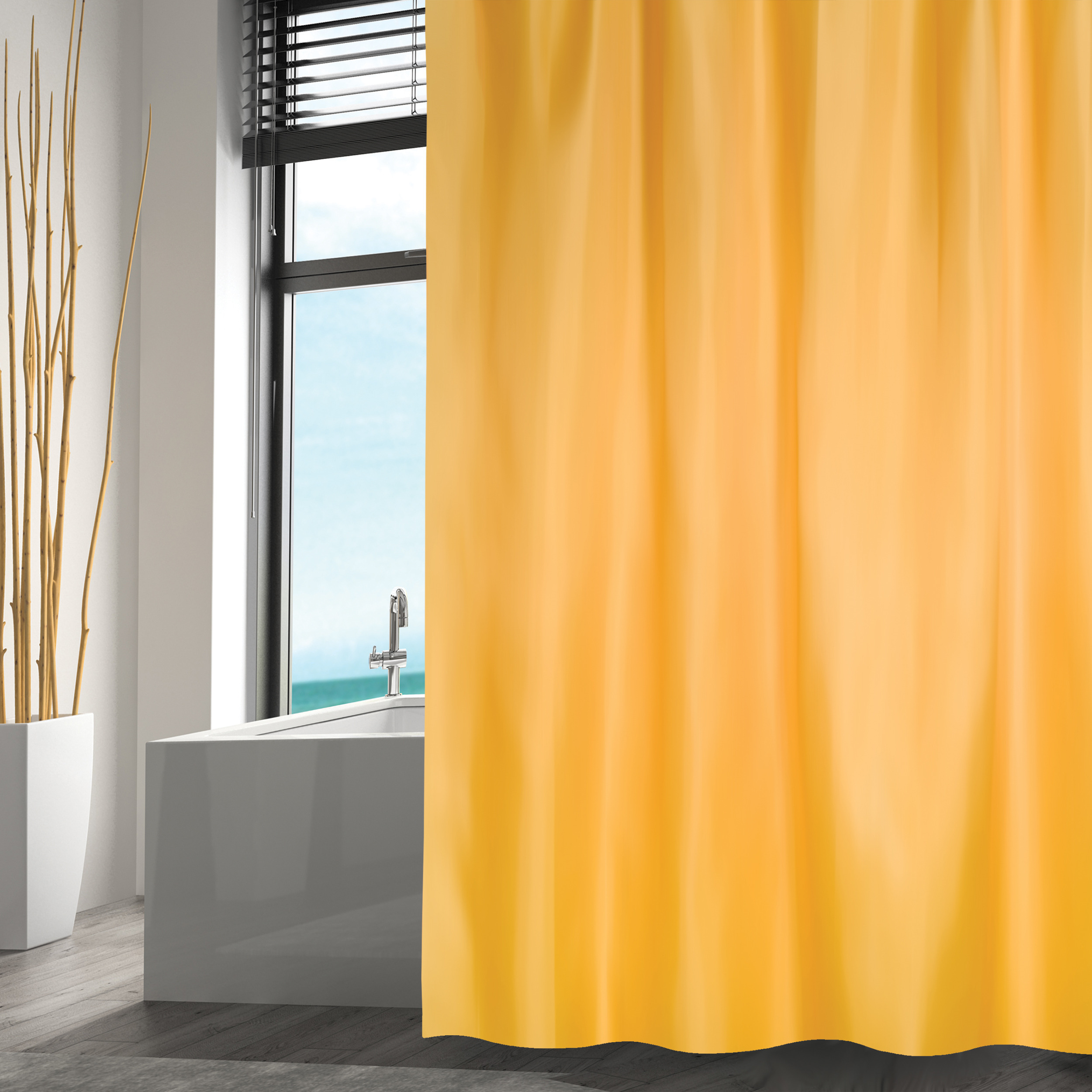 Douchegordijn saffraan geel gerecycled polyester 180 x 200 cm wasbaar