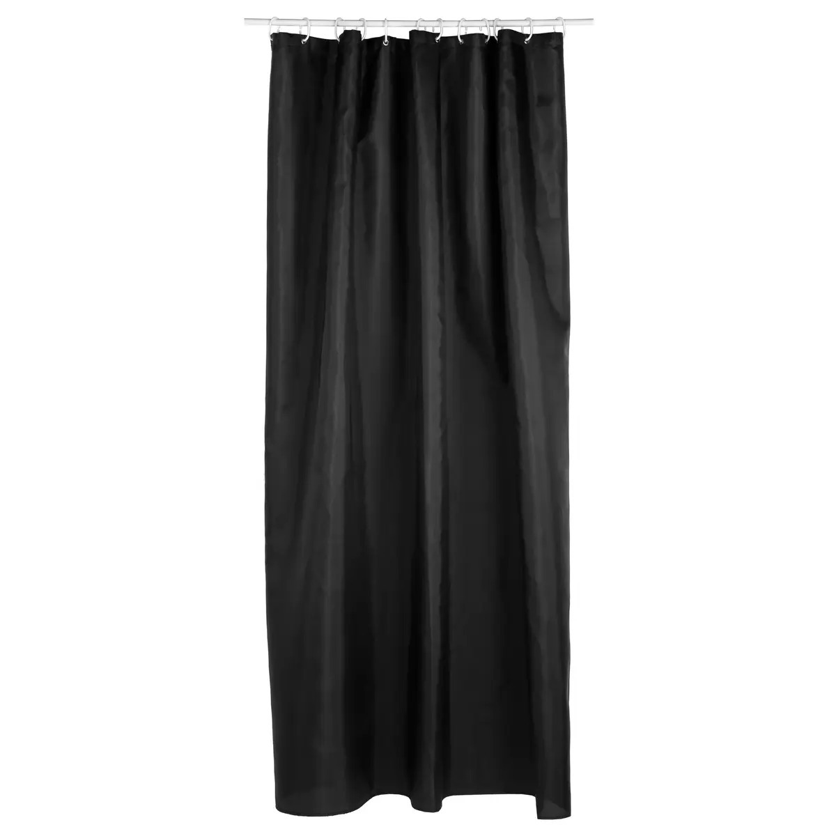 Douchegordijn zwart polyester 180 x 200 cm inclusief ringen