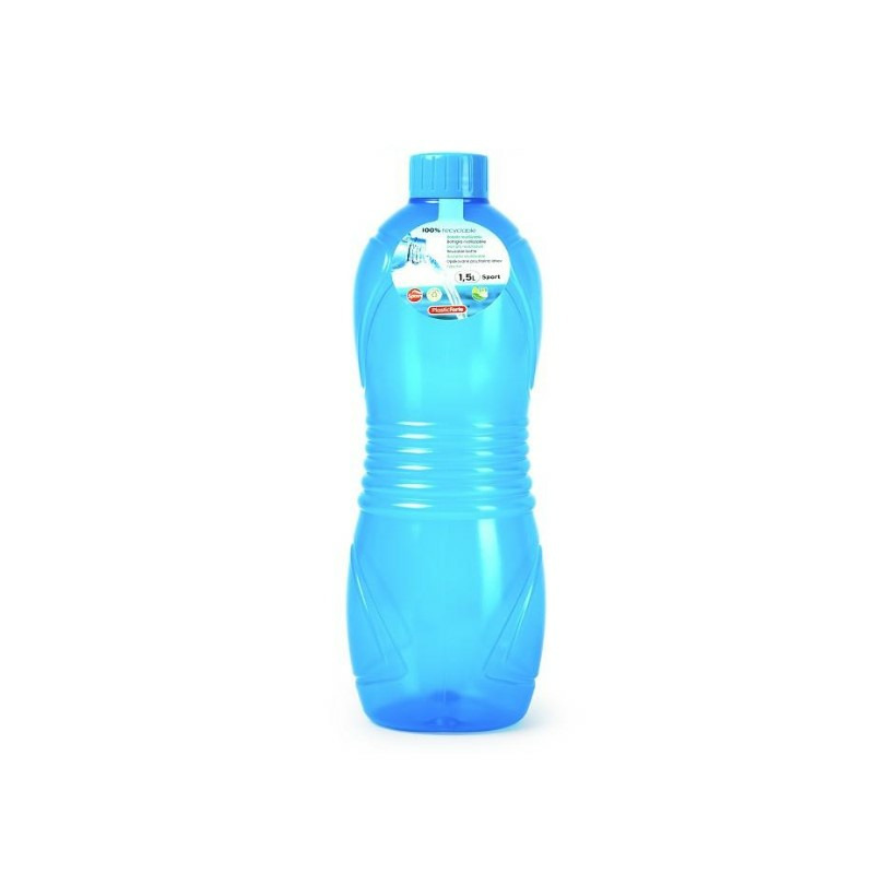Drinkfles-waterfles-bidon 1000 ml transparant-blauw kunststof