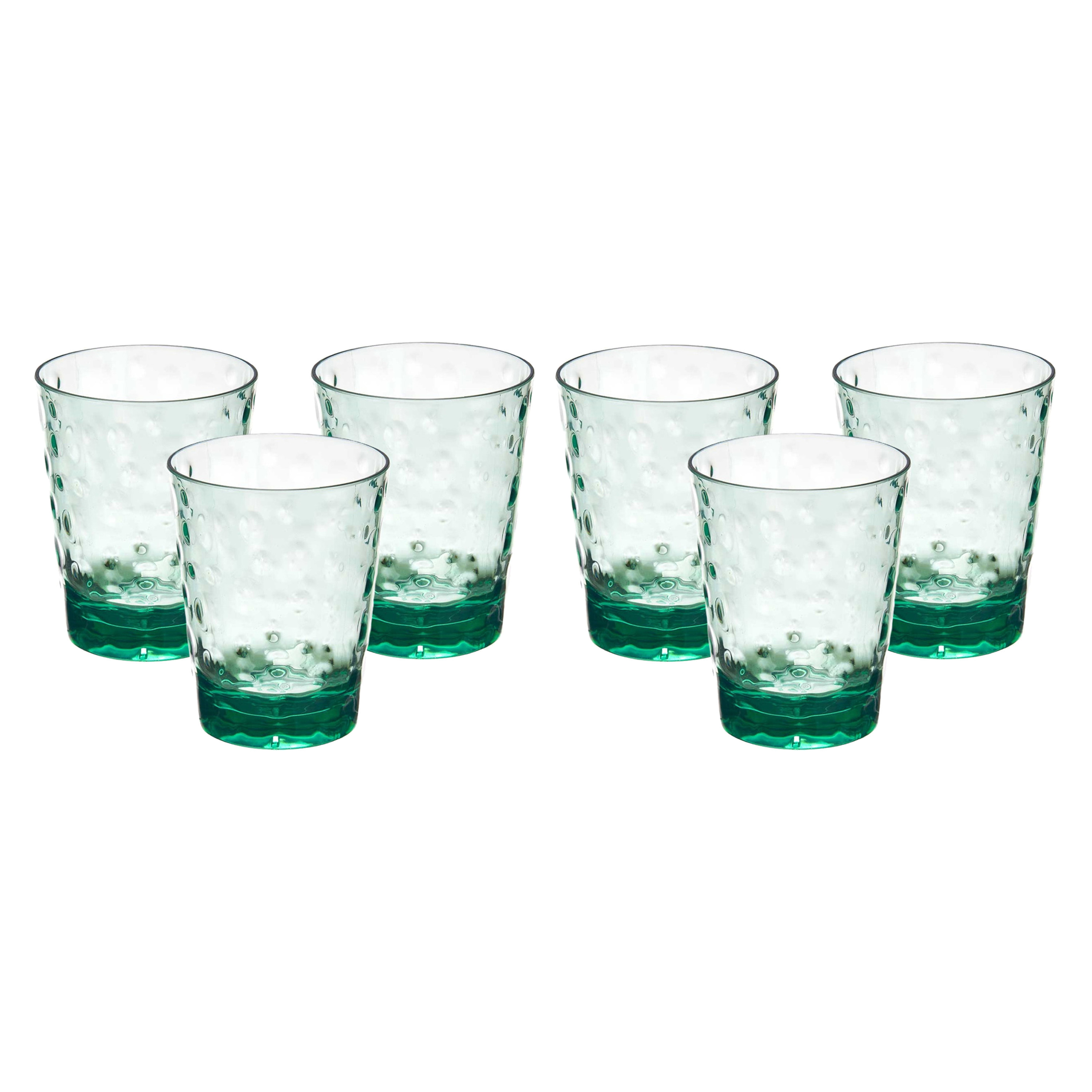 Leknes Drinkglas Gloria - 6x - transparant groen - onbreekbaar kunststof - 470 ml -