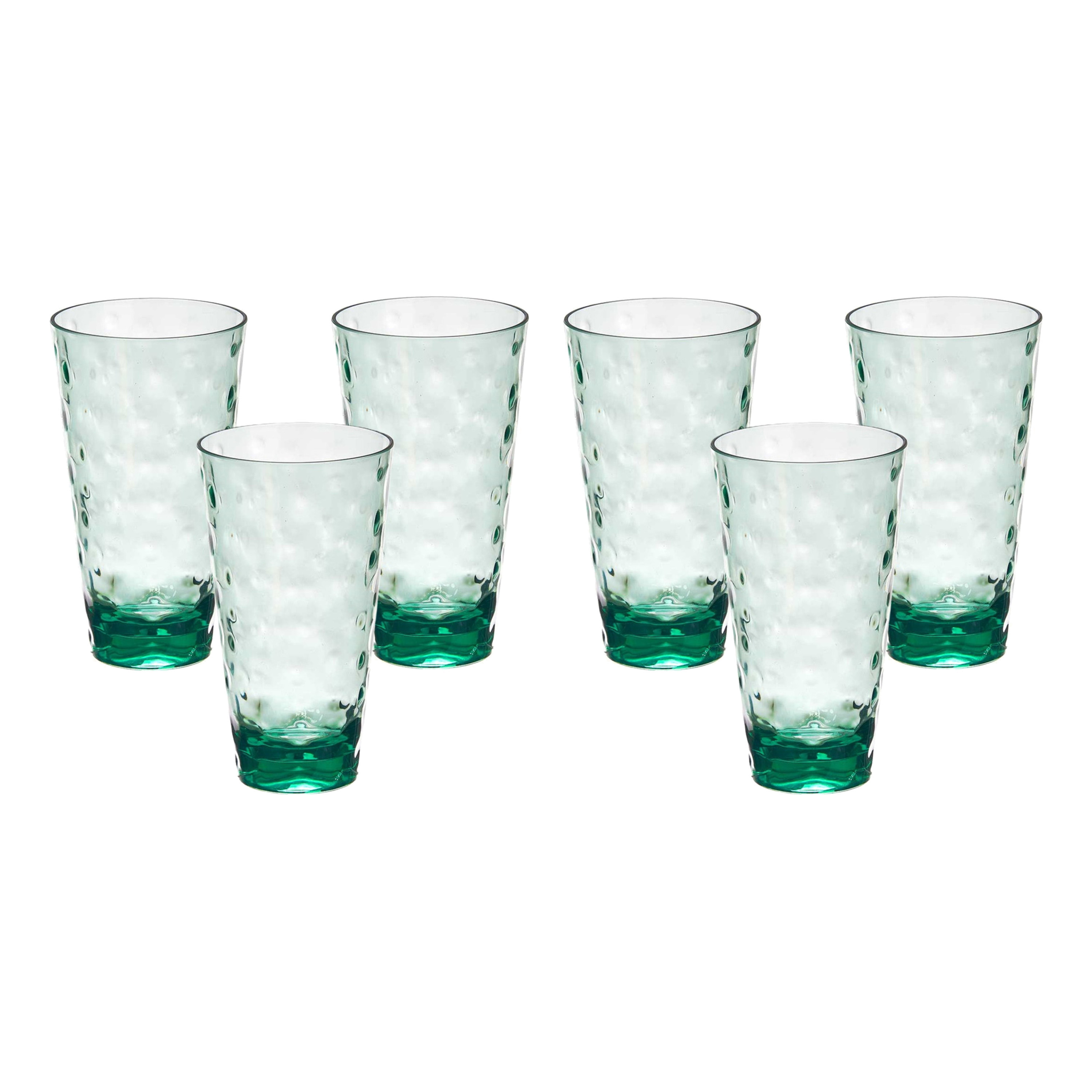 Leknes Drinkglas Gloria - 6x - transparant groen - onbreekbaar kunststof - 580 ml -