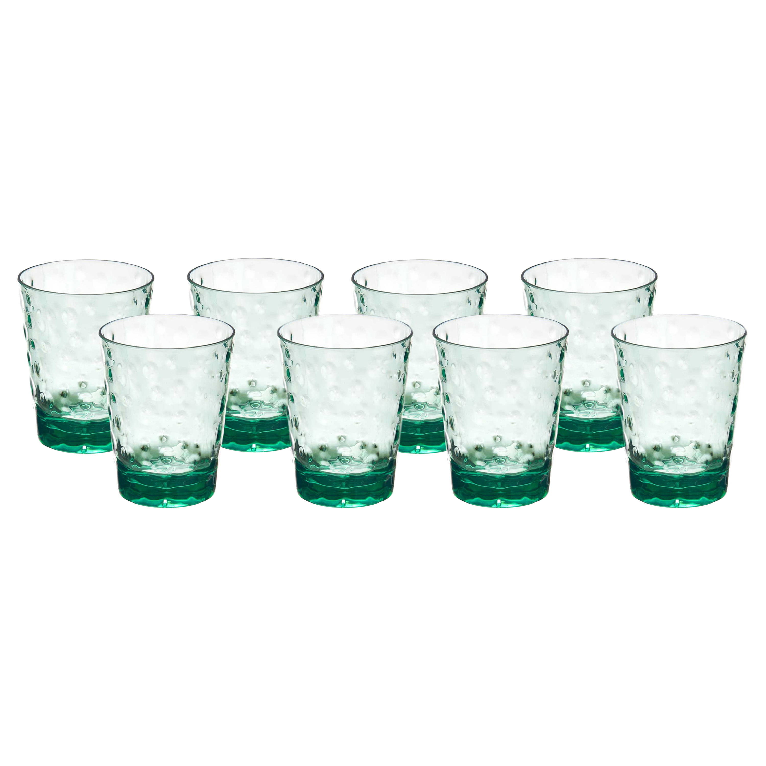 Leknes Drinkglas Gloria - 8x - transparant groen - onbreekbaar kunststof - 470 ml -