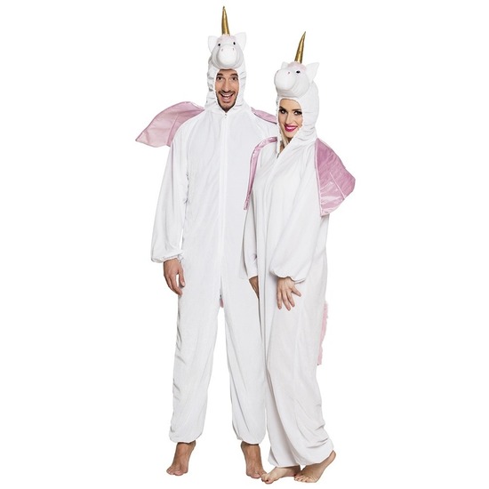 Eenhoorn dieren onesie/kostuum voor volwassenen wit