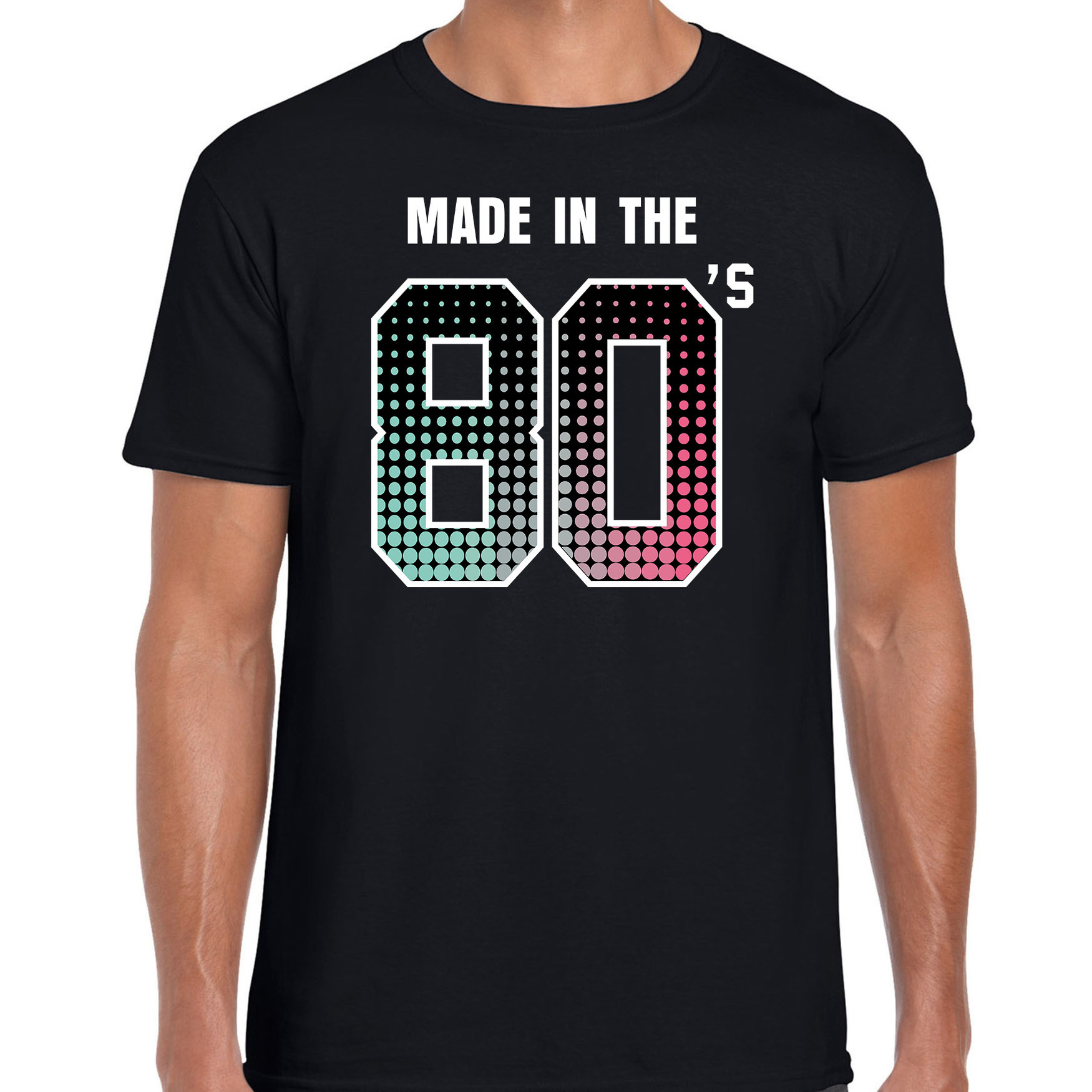 Eighties t-shirt-shirt made in the 80s-geboren in de jaren 80 zwart voor heren