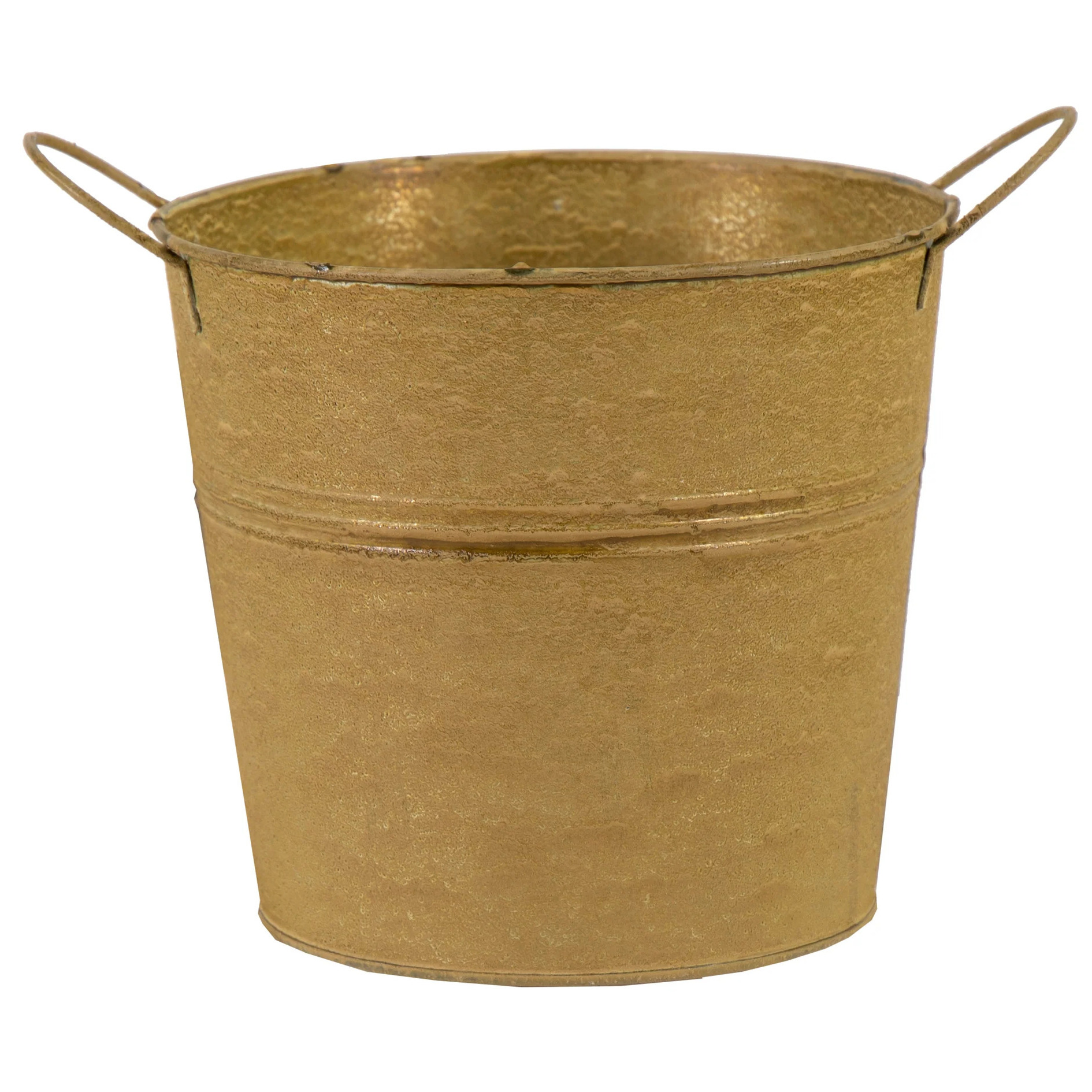 Emmer/plantenpot/bloempot - zink - oud goud - D14 x H12 cm