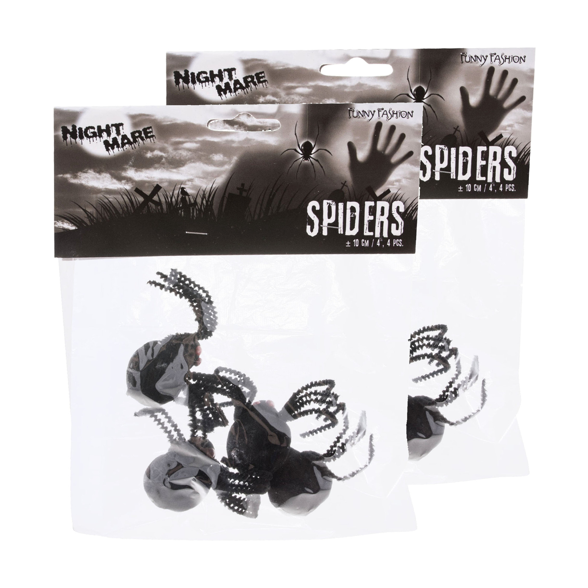 Enge Halloween nep/namaak spinnen - set 12x stuks - zwart - plastic - insecten/dieren