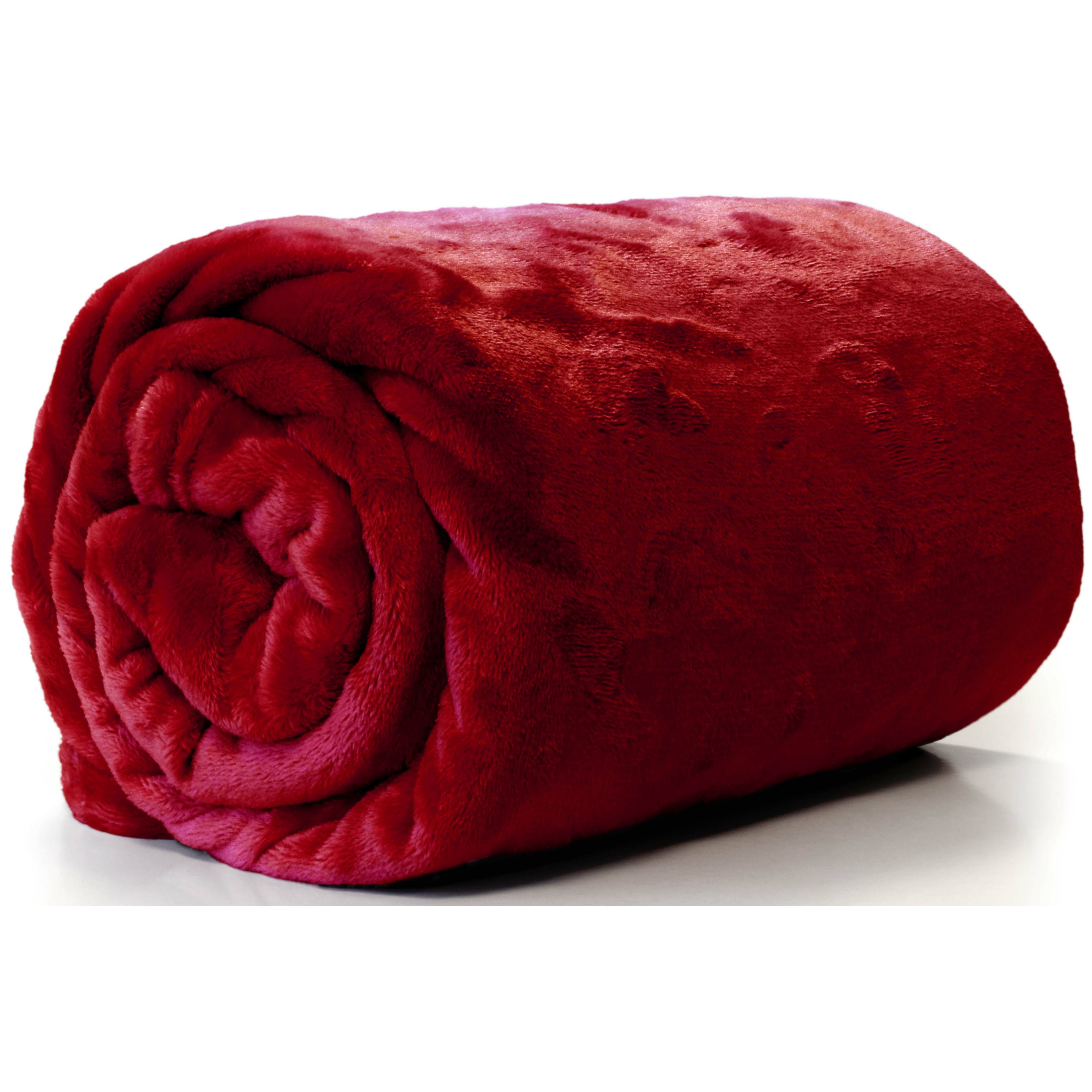 Enzo Fleece deken-plaid 130 x 180 cm fluweel rood