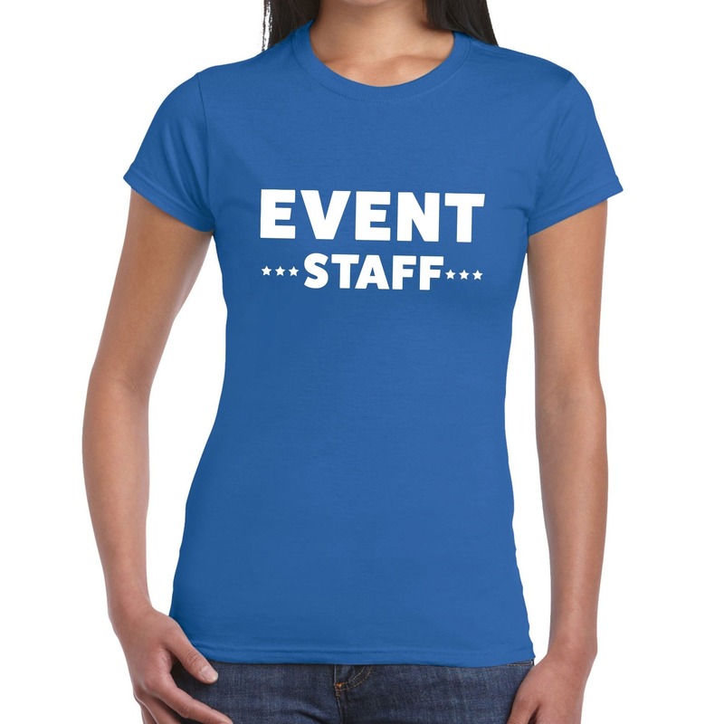 Event staff - personeel tekst t-shirt blauw dames
